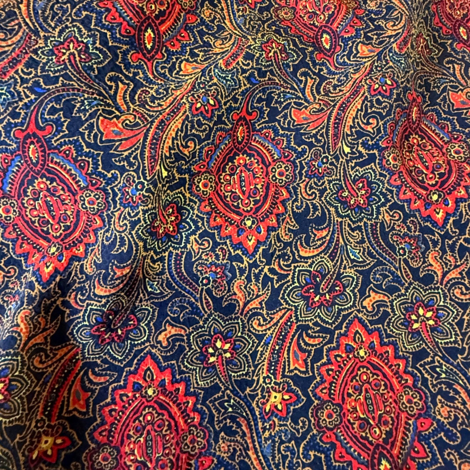 Vintage 70s Paisley Midi Dress Size 16 Made in Canada Boho Long Sleeve
