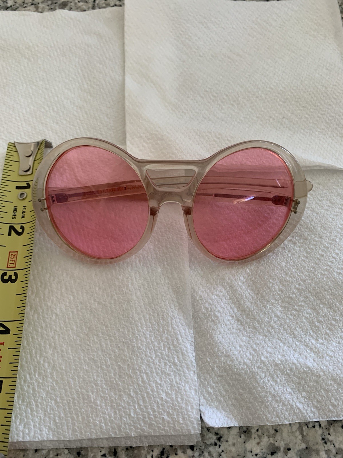 Groovy Boho Disco Vintage Late ‘60s-Mid 1970s Pink Oversized Sunglasses France