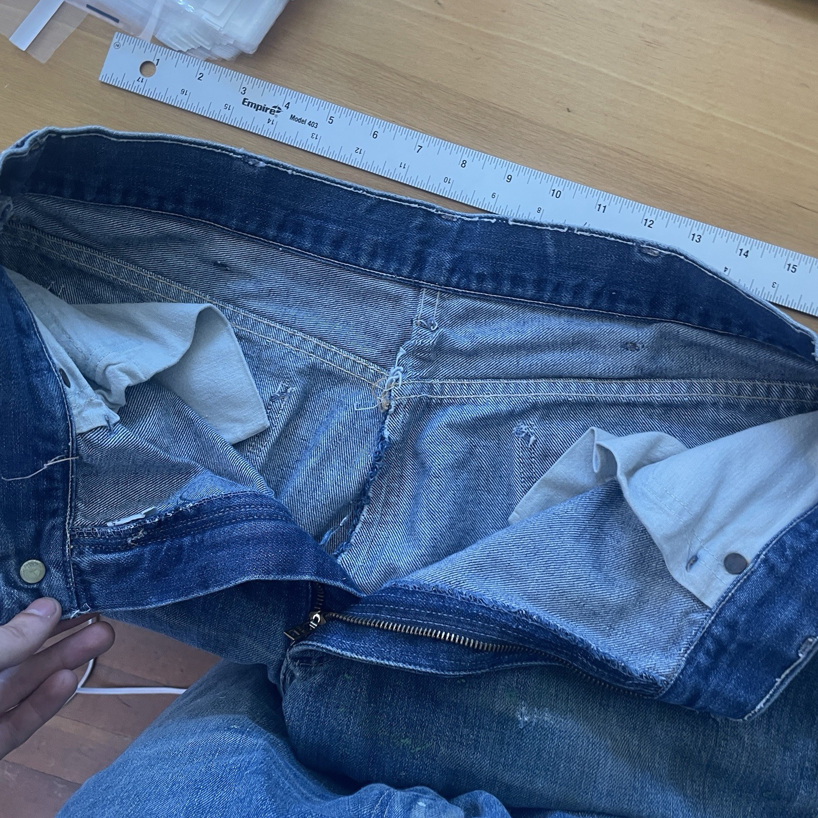 Vintage 50s Penneys Foremost Selvedge Denim Jeans Mens 32×28 Repaired 1950s Hole