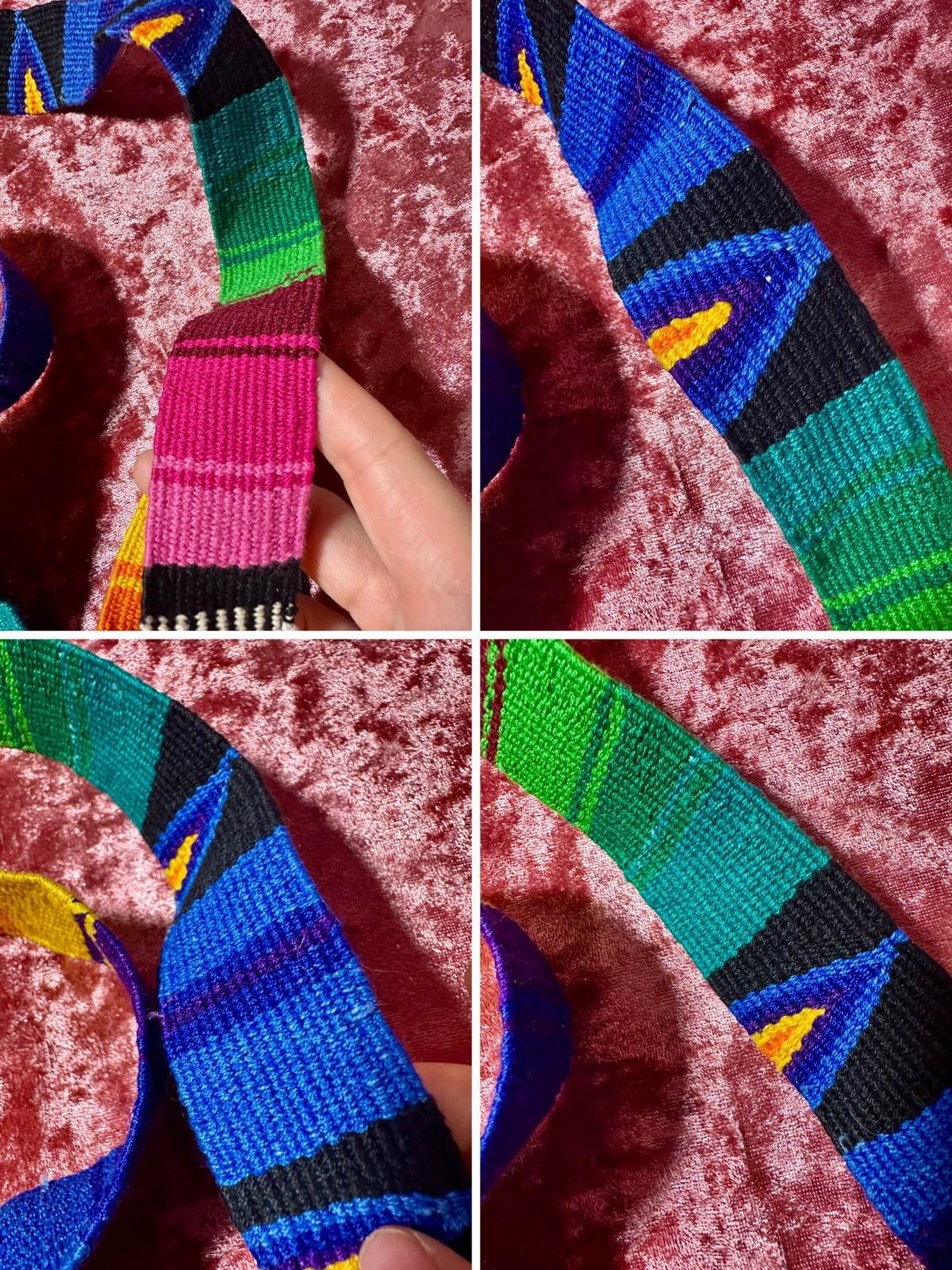 Vintage Colorful Rainbow Geometric Woven Belt Guatemala Adjustable Waist Sash