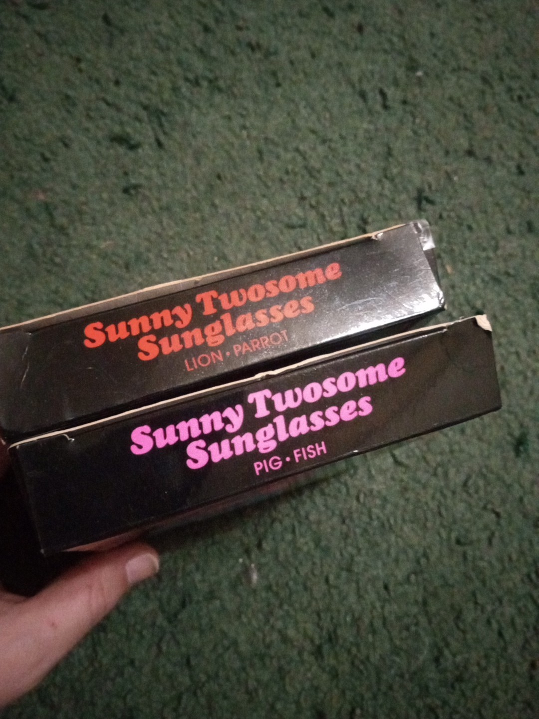 Vintage Avon Sunny Twosome Sunglasses Lot Of 2 Perfect Unused Lion And Pig Htf