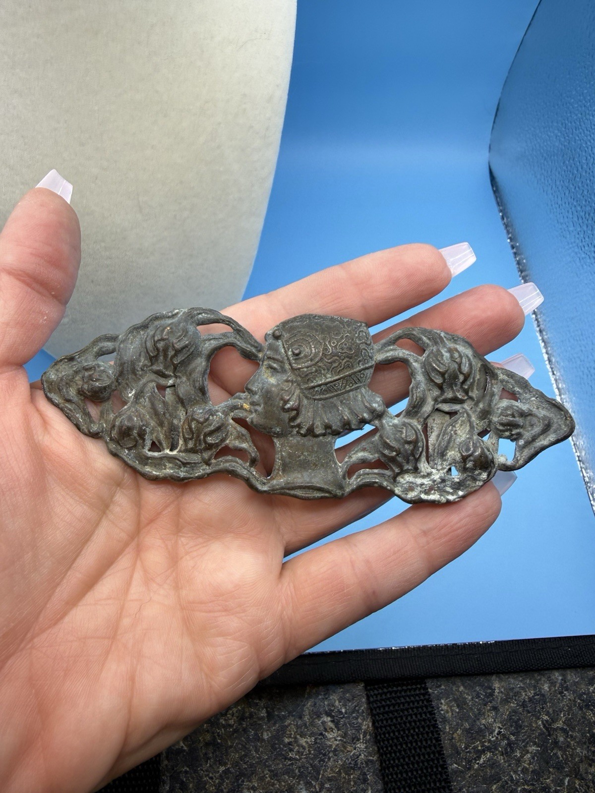 Vintage Art Nouveau Embossed Belt Buckle