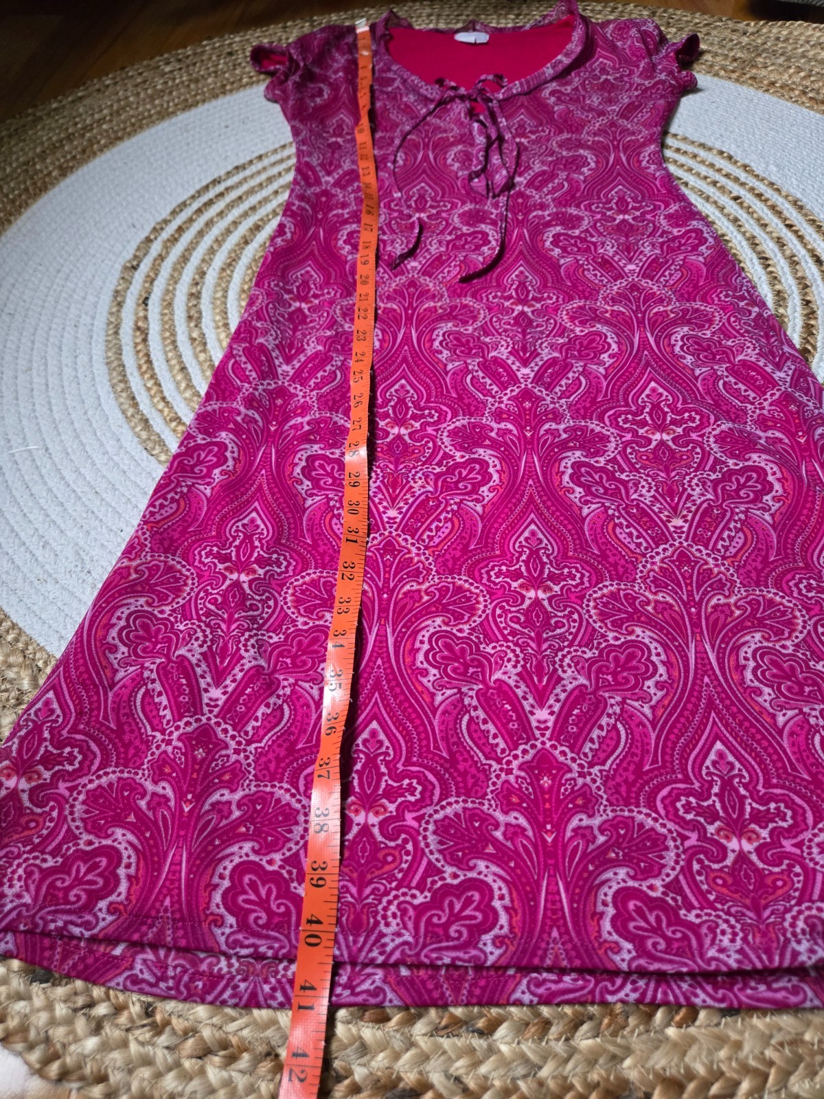 Vintage Y2K Zara Hot Pink Paisley Midi Dress Mesh Boho Chic Summer Beachwear