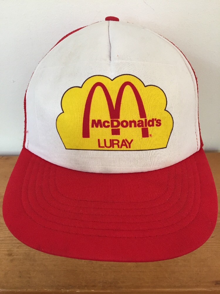 Vintage 80s McDonalds Luray Virginia Adjustable Snap Back Foam Trucker Hat Cap