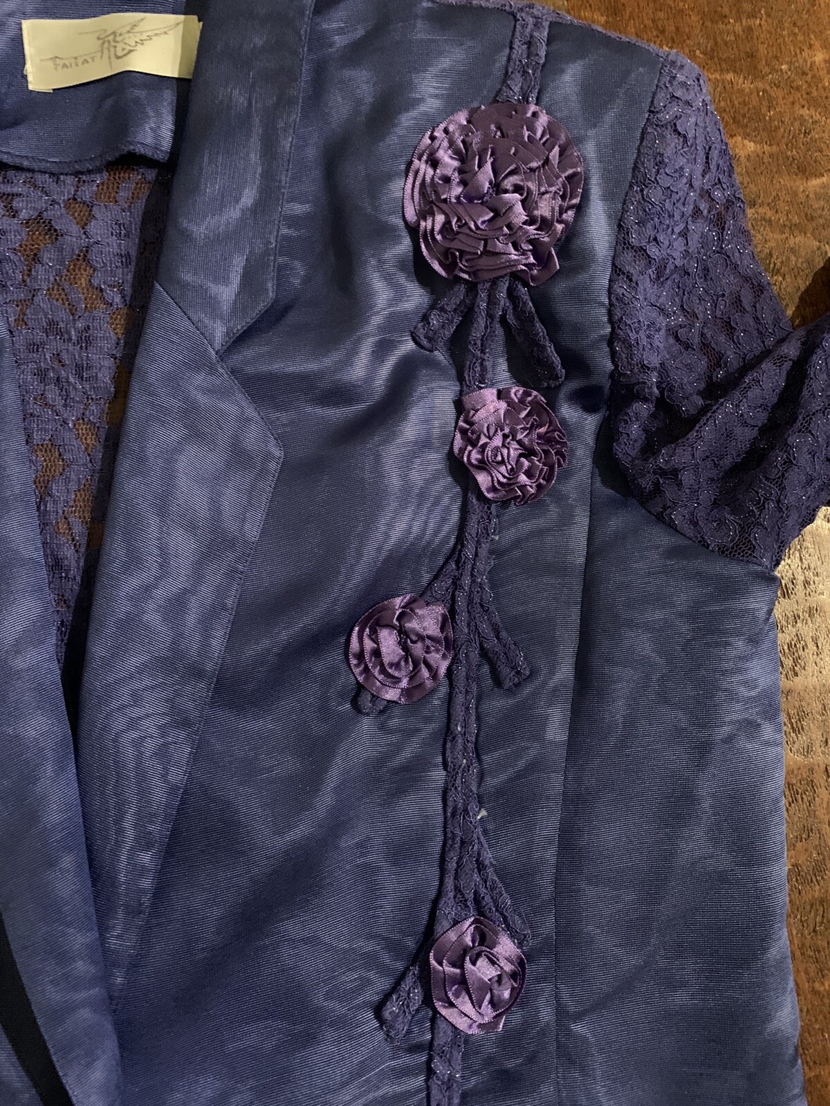 VTG Faitat Women’s IT 38 Blueish/Purple 2pc Blouse & Blazer Set