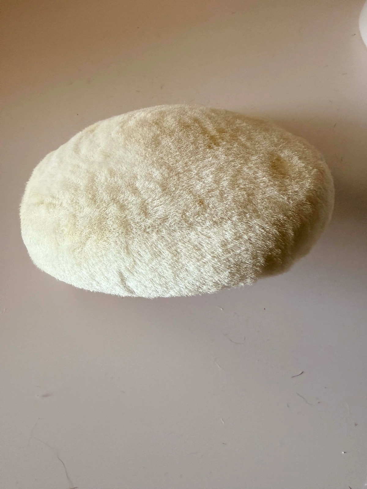 Vintage Ivory Faux Fur Pillbox Hat | Mid Century Winter Hat | Soft Faux Fur