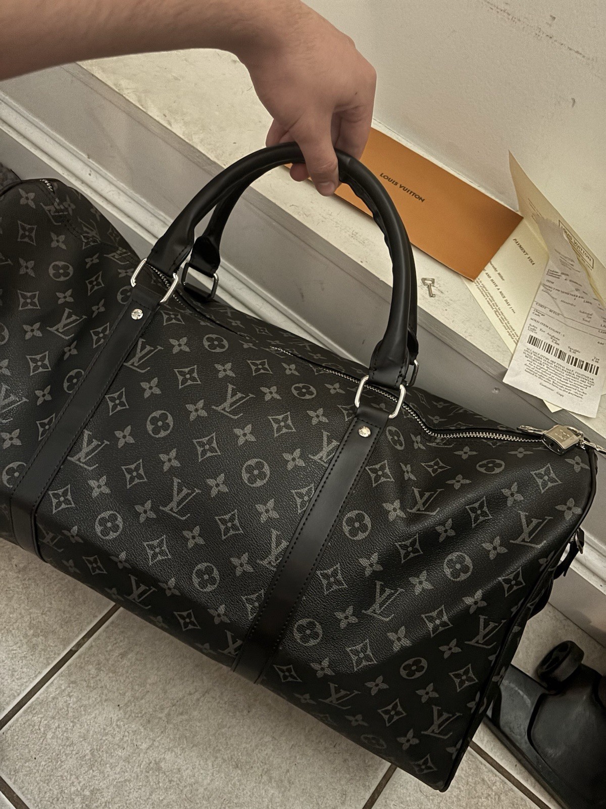 Louis Vuitton Keepall Bandouliere 45 Monogram Eclipse Bag Read Disc. Fast Ship !