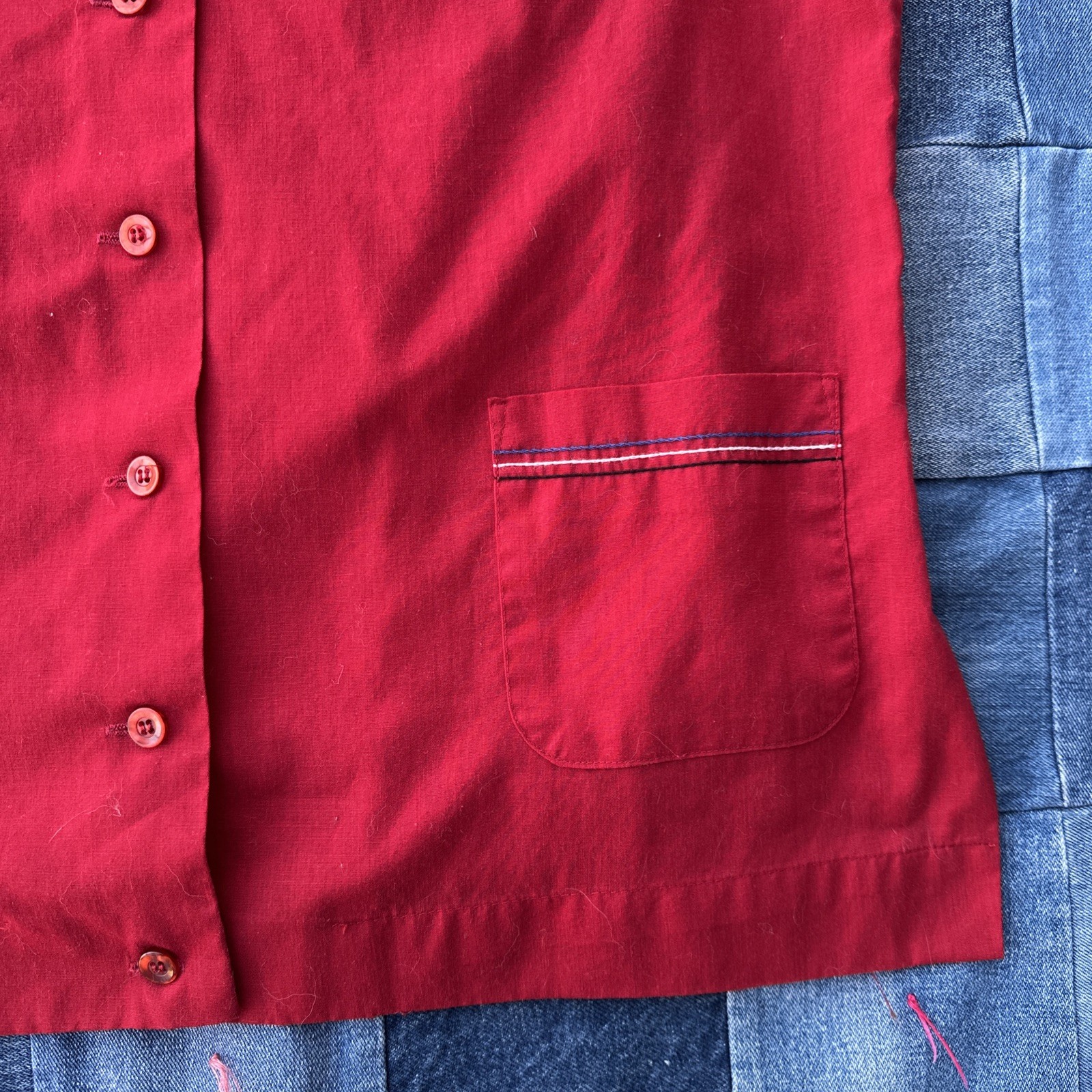 Men’s VTG 1970s Red King Louie Bowling Shirt M 70s Polyester Cotton True Vintage