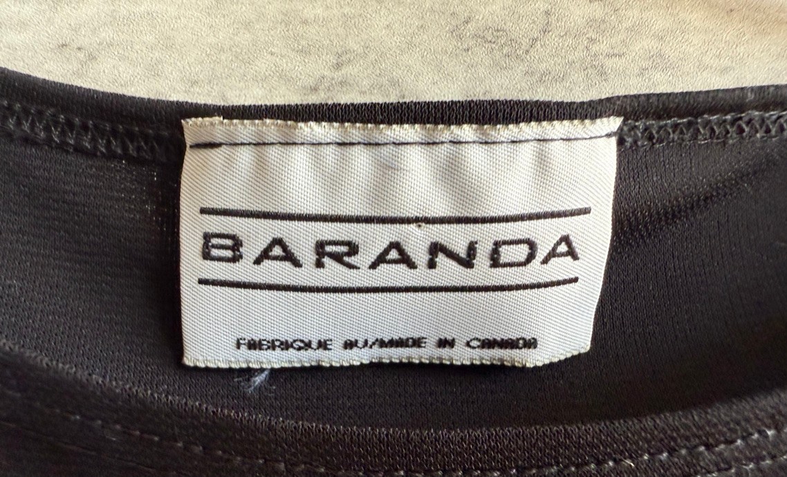 Vintage 1990s Baranda Black Polyester Blend Tank Top Size M Made in Canada