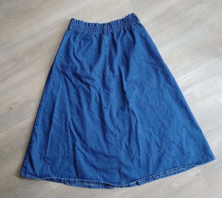Vtg 80s 90s Cherokee Denim Midi Maxi Skirt Button Front Prairie Cottagecore 14
