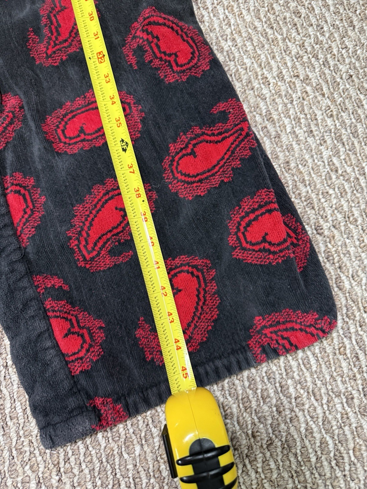 Vintage Terrycloth Robe Bill Blass Cotton Bathrobe One Size Red & Black Paisley