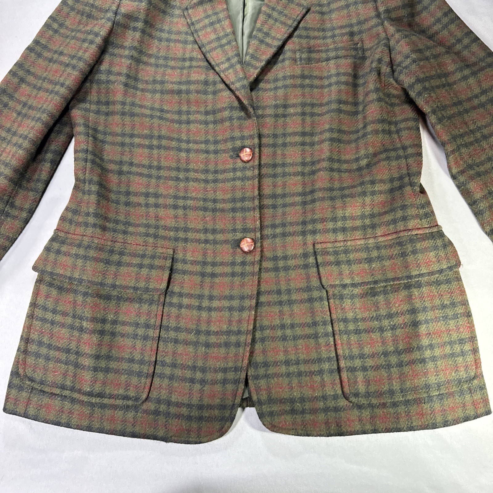 VTG Harve Benard Wool Coat Womens 16 Ukraine Dark Academia Elbow Patches Preppy