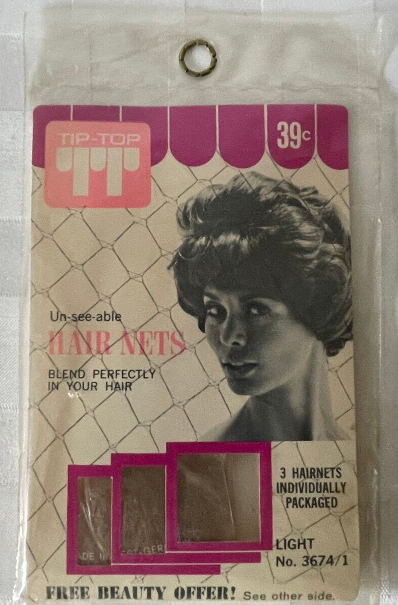 Vintage MID CENTURY ~ TIP-TOP PRODUCTS Un-see-able 3 HAIR NETS ~ RAYETTE-FABERGÉ