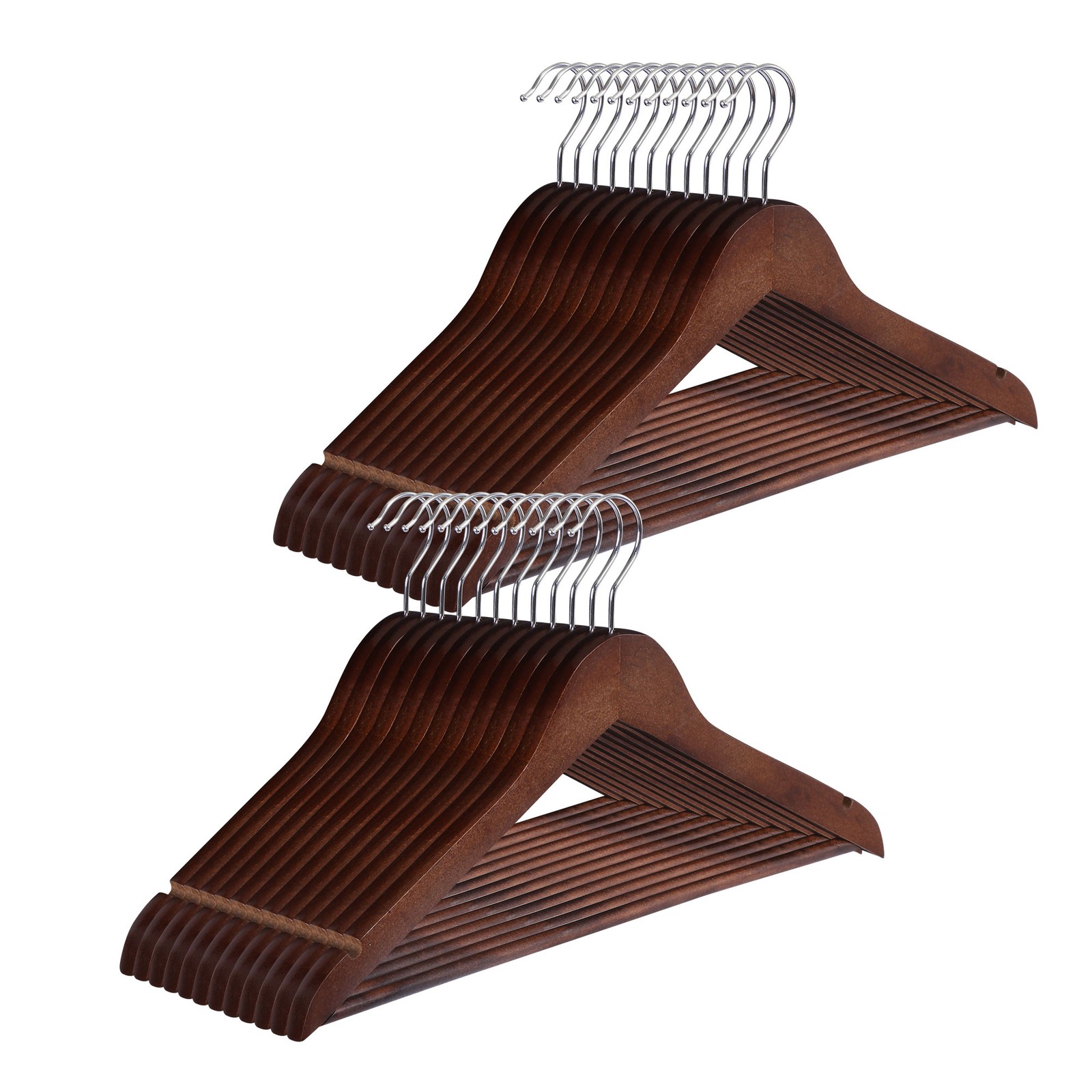 Premium Wooden Hangers 50 Pack Non-Slip Coat Clothes Hangers w/Swivel Hook Brown