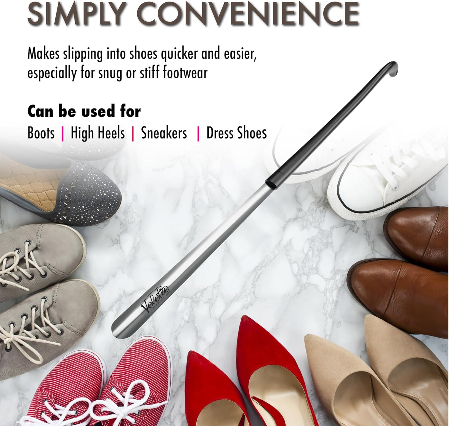 Metal Shoe Horn Long Handle for Seniors, Long Shoe Horn Metal – 30 Inch