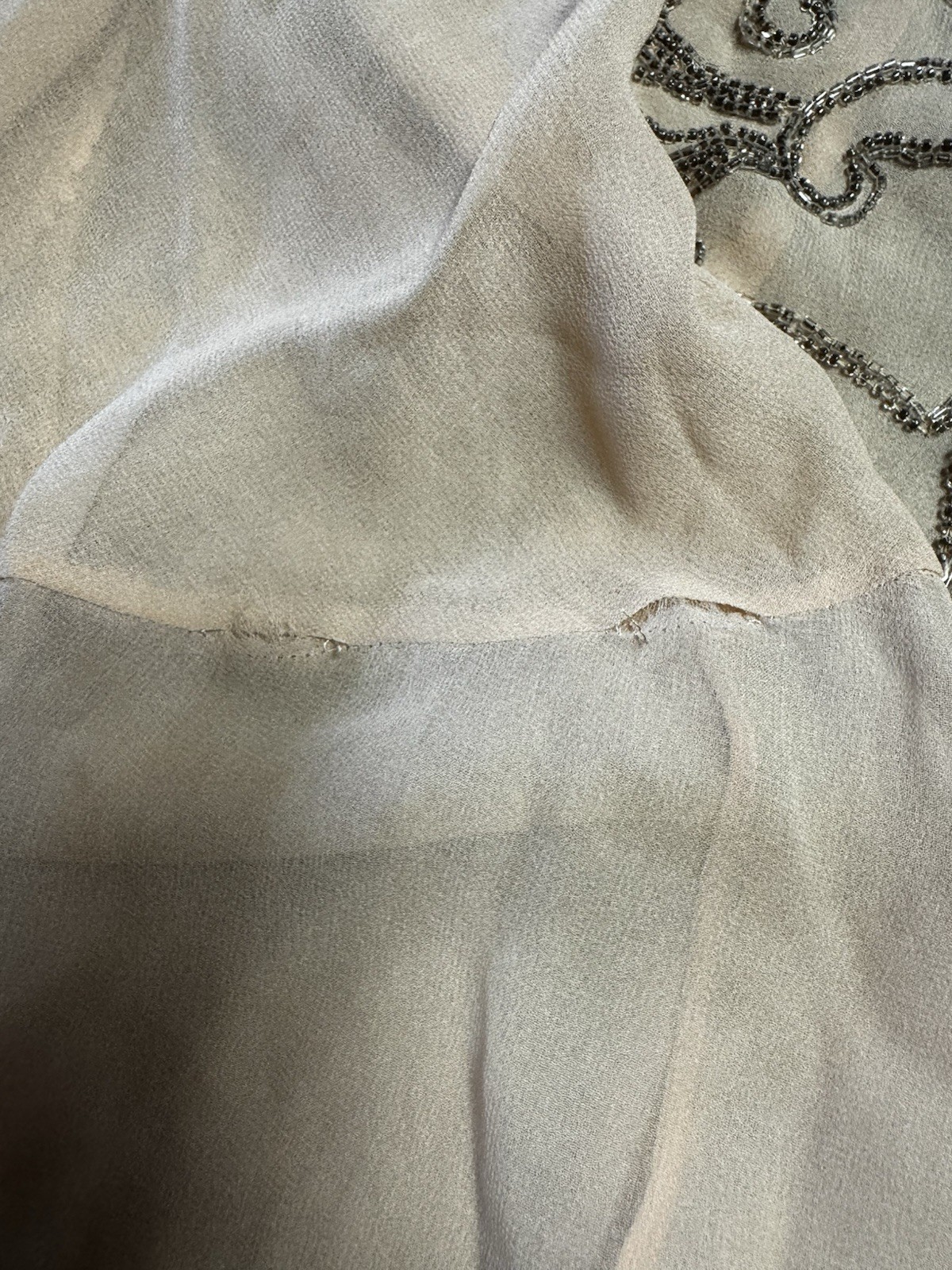 Authentic 1920s Beaded Silk Chiffon Dress – Art Deco With Double Sided Beading
