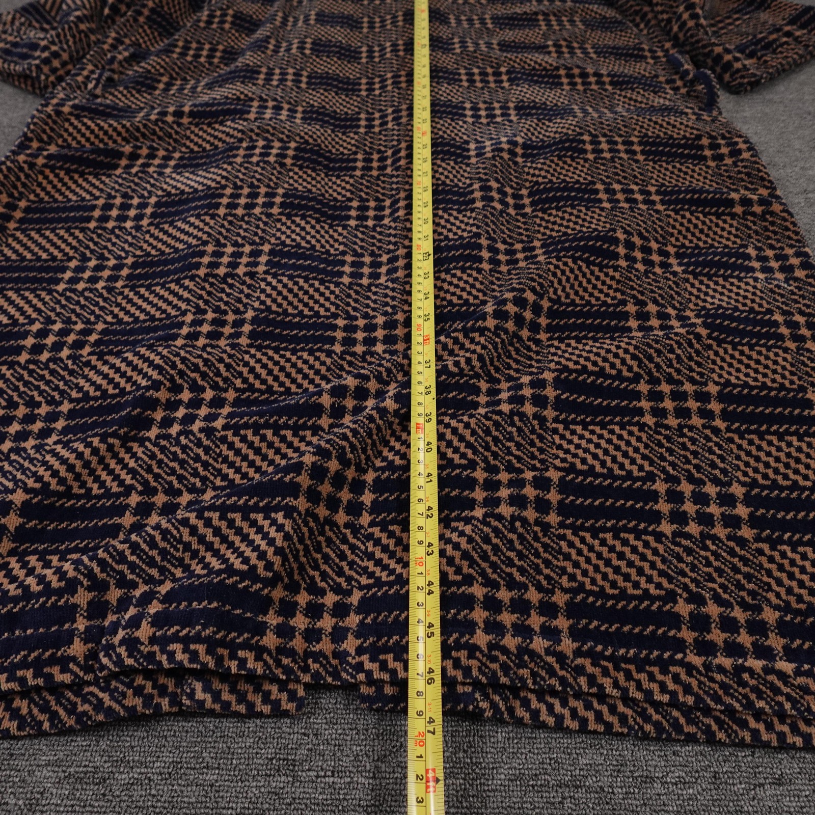 Vintage Christian Dior Robe One Size Blue Brown Terry Kimono Lounge 90s