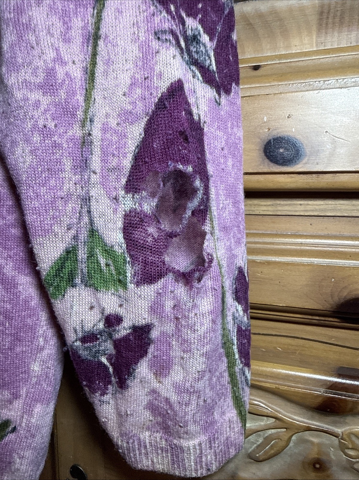 **READ**Vintage Angelon By Darlene Floral Angora Lambswool Cardigan For Scraps