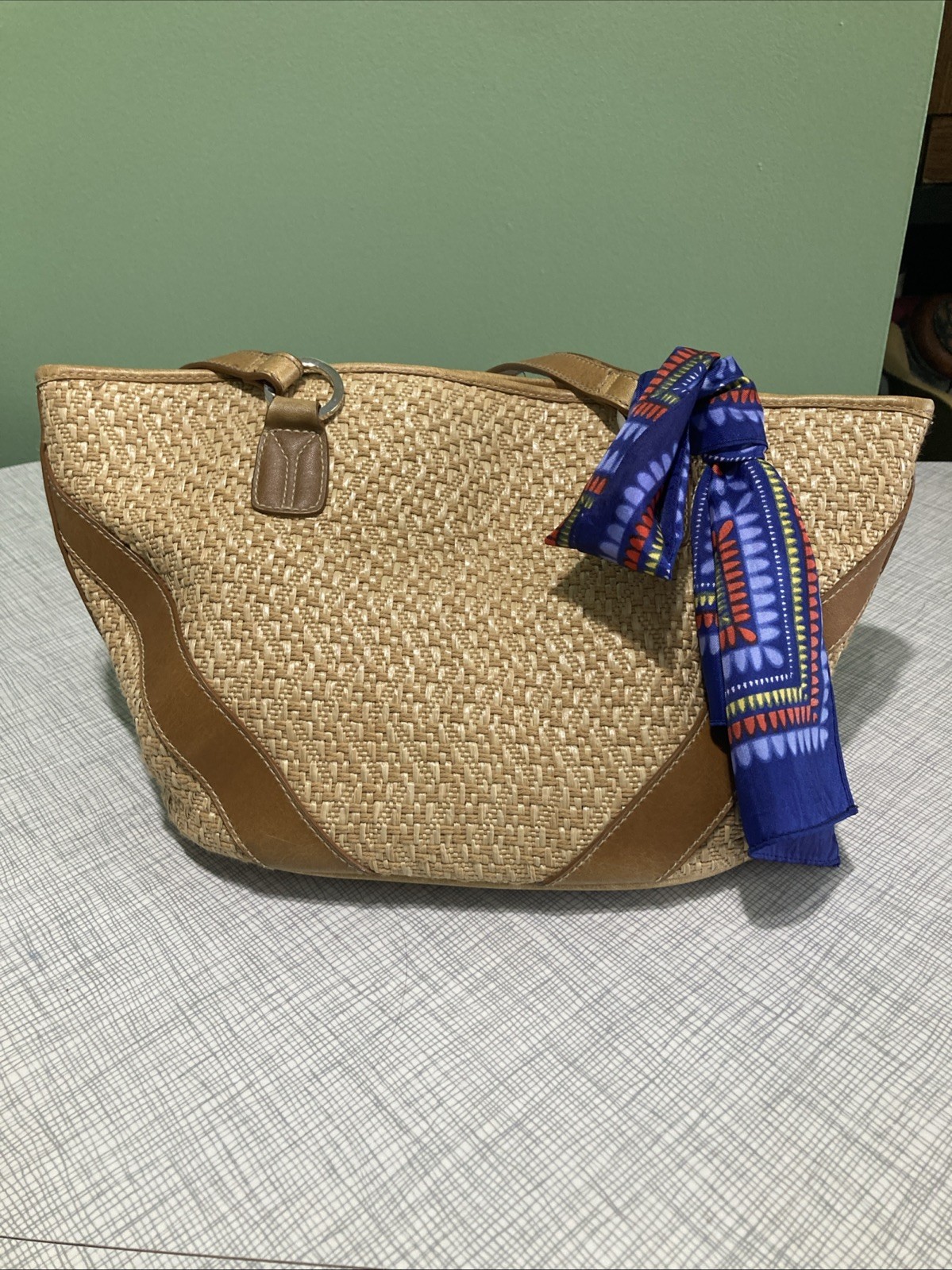 Vtg 1960s Geometric Mini Scarf Mod Acetate Rectangle 6×34” Made in Japan EUC MCM
