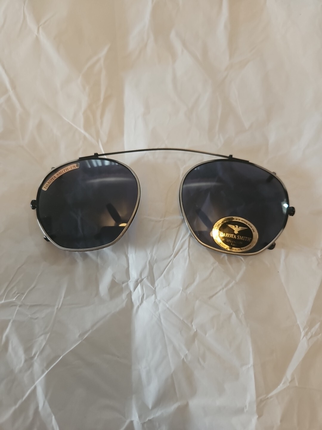 Vintage Dakota Smith Silver & Black 100% UV Protection Oval Clip-on Sunglasses