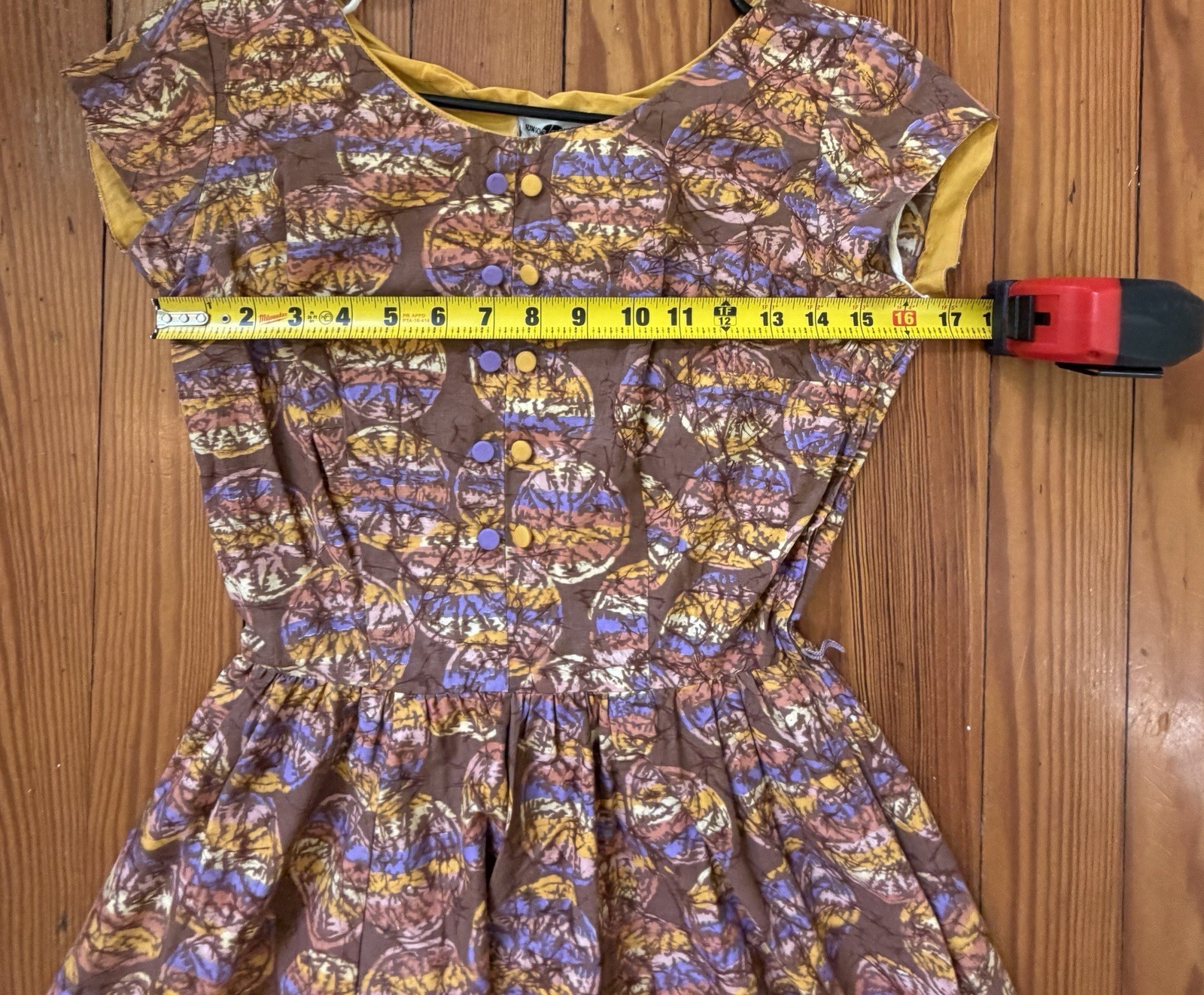 Vtg 1950s Junior Fashions by Carole King Batik Print Day Dress Sz S