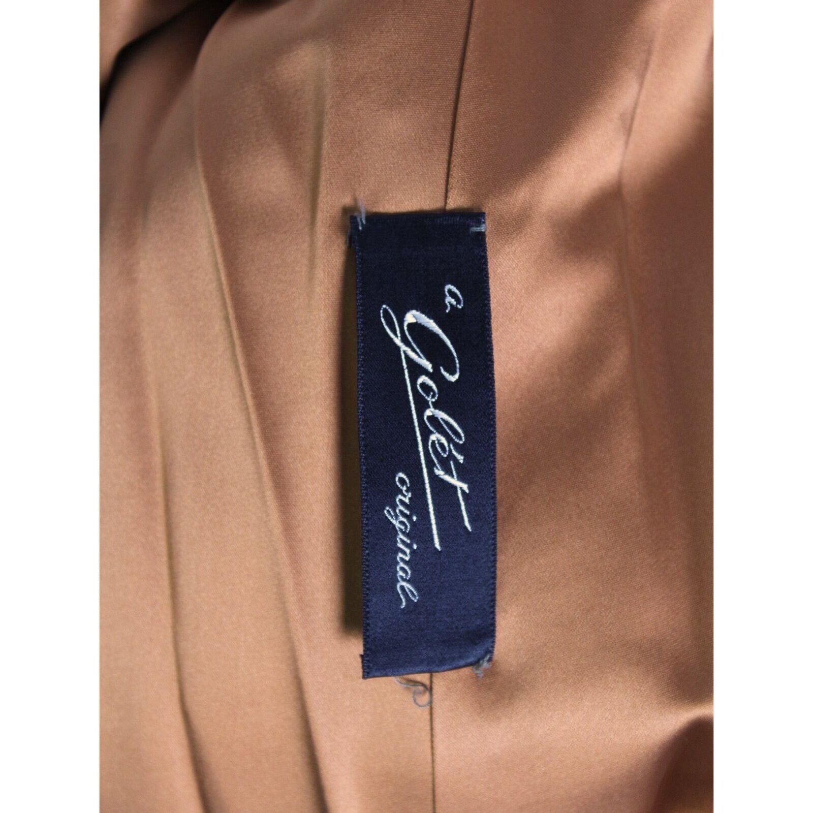 VTG 60s 70s Golet Bronze Brocade Coat Mod Mink Collar Classic Fit Womens M/L NWT