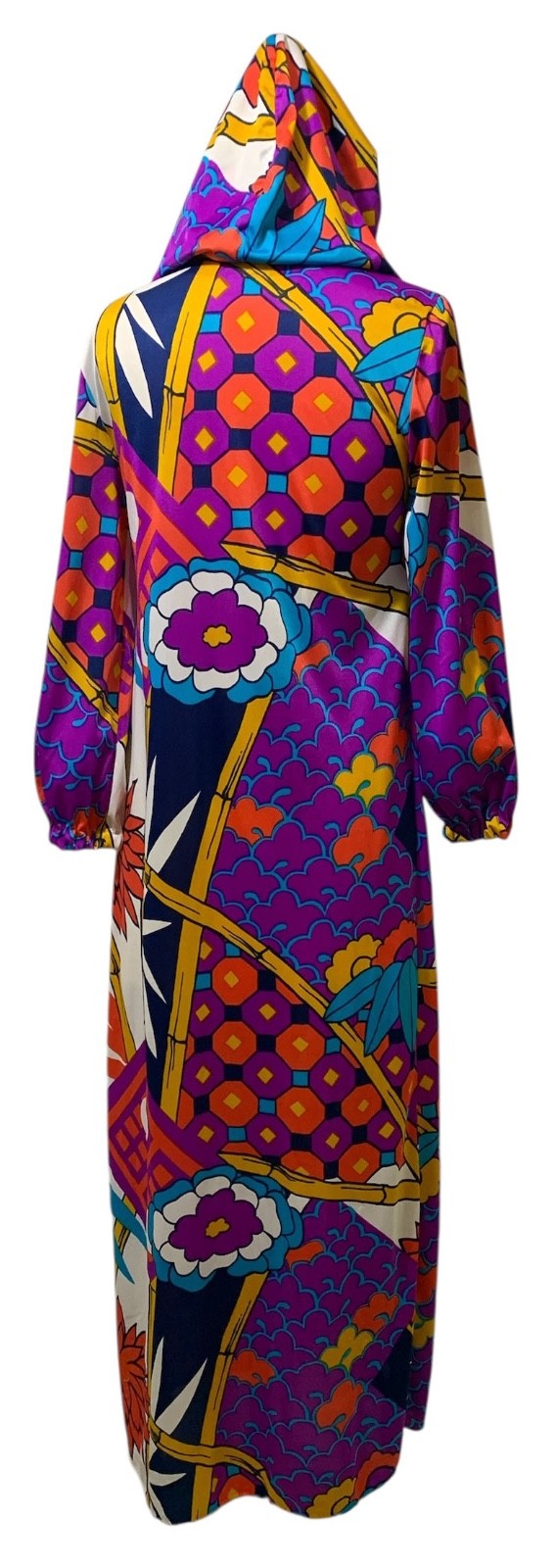 COLE of CALIFORNIA Vintage 70s Women’s Hooded Beach Cover-Up Caftan Dress Sz M/L