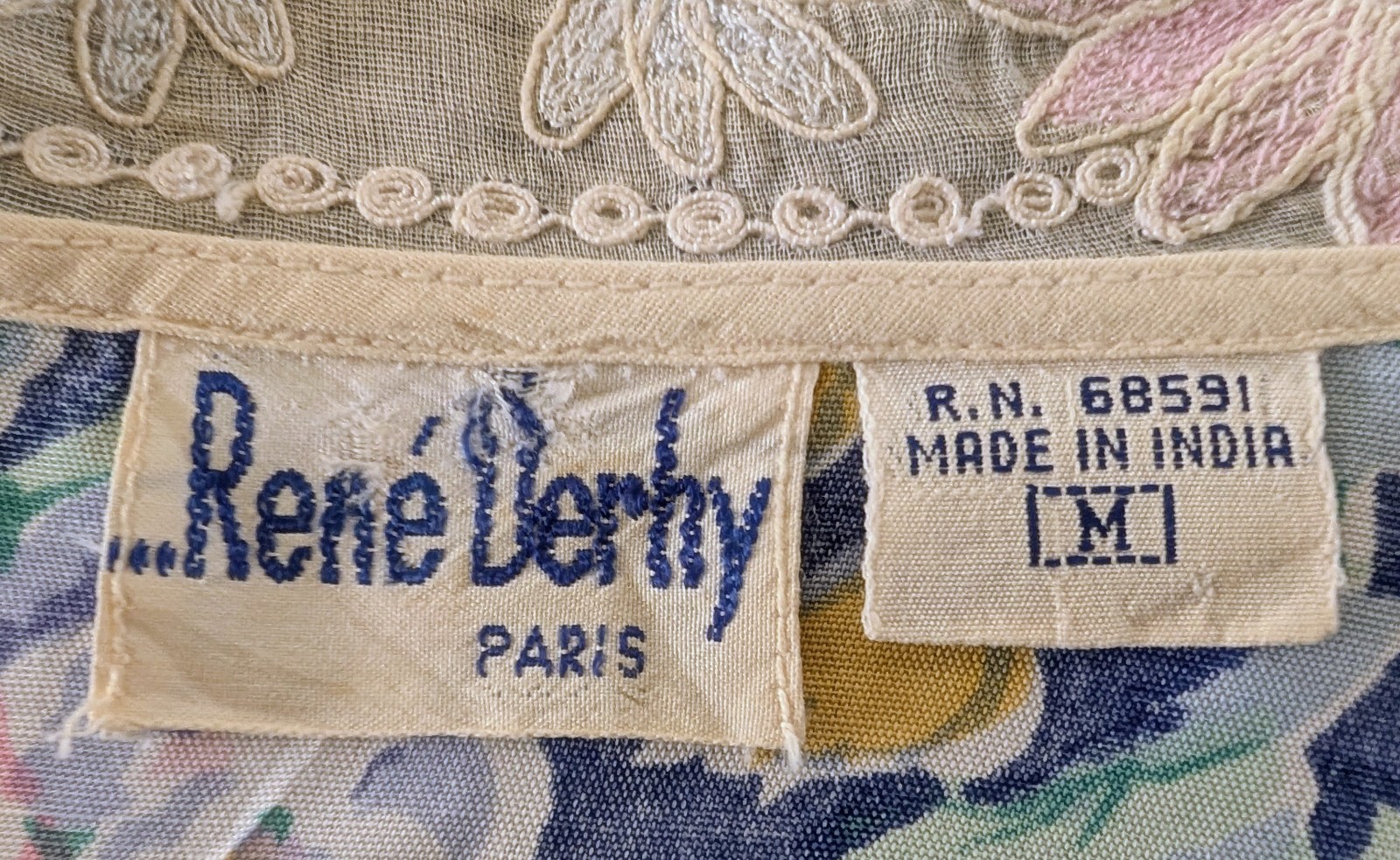 Vintage 80’s Rene Derhy Paris Floral Drop Waist Tie Dress Pintucks M