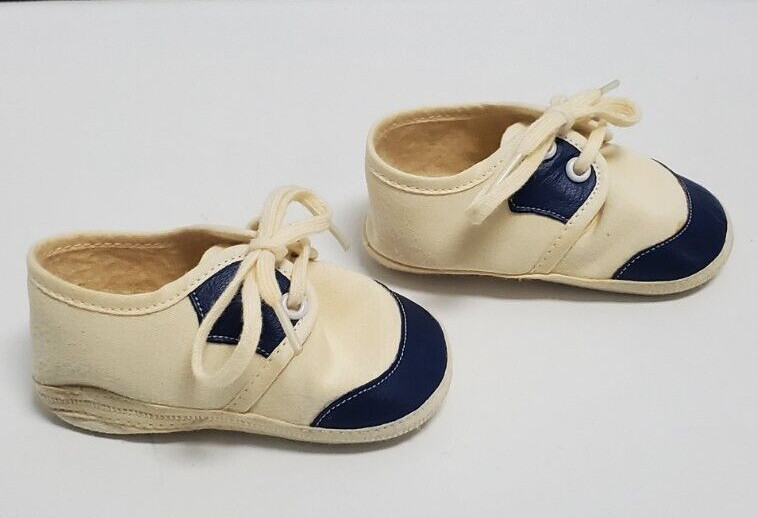 VTG Mrs Days Ideal Baby Crib Saddle Shoe Size 1 Style 30 Color Blue Original Box