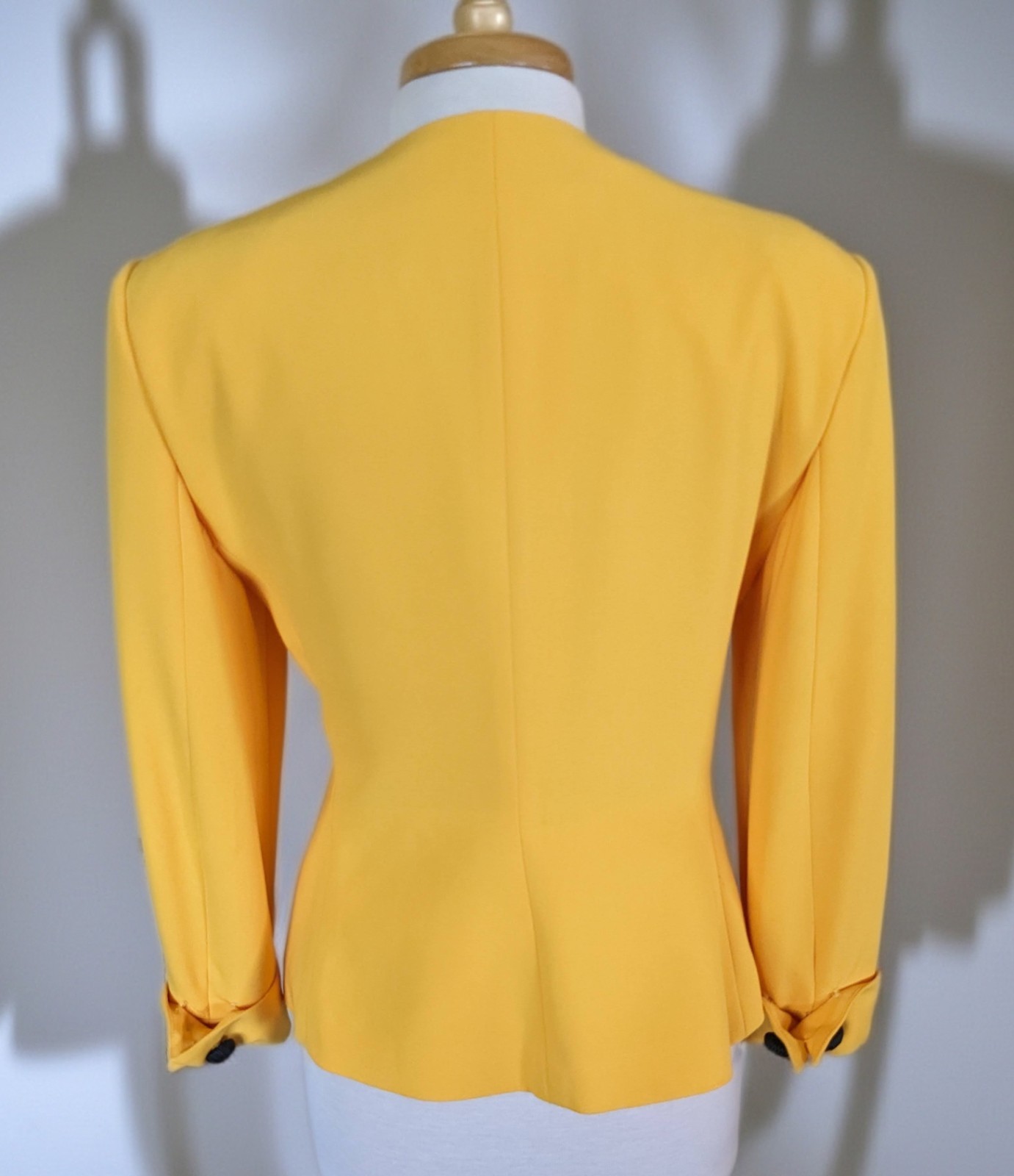 Vintage 1980s Bill Blass Marigold Yellow Evening Blazer Collarless Jacket