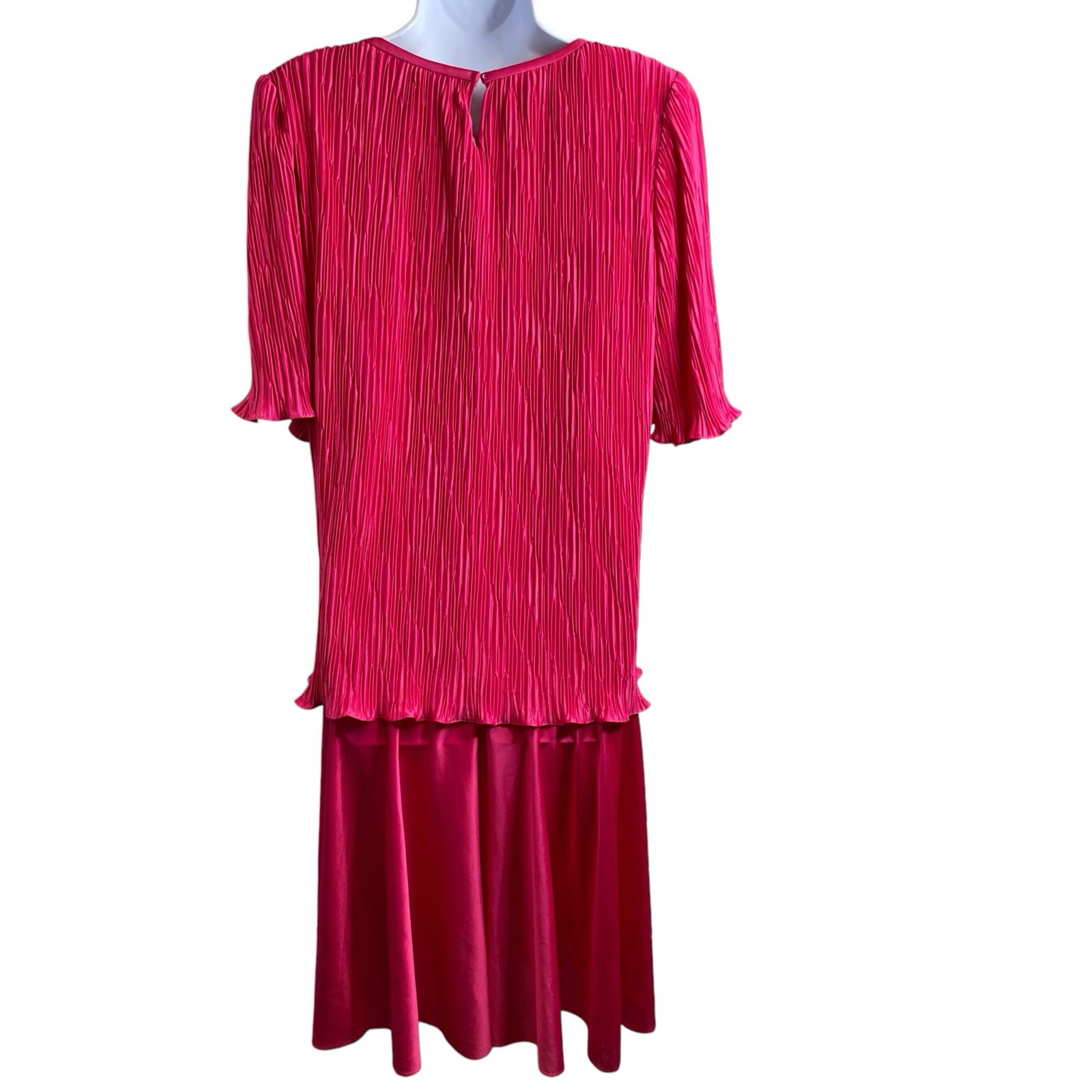 Vintage Gilberti Pink Sequin Pleated Midi Dress Size 12 Special Occasion 80’s