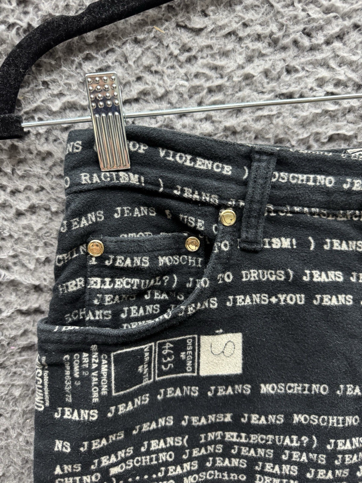 Vintage Moschino 90’s All Overprint Jeans Pants Size 30 in Black