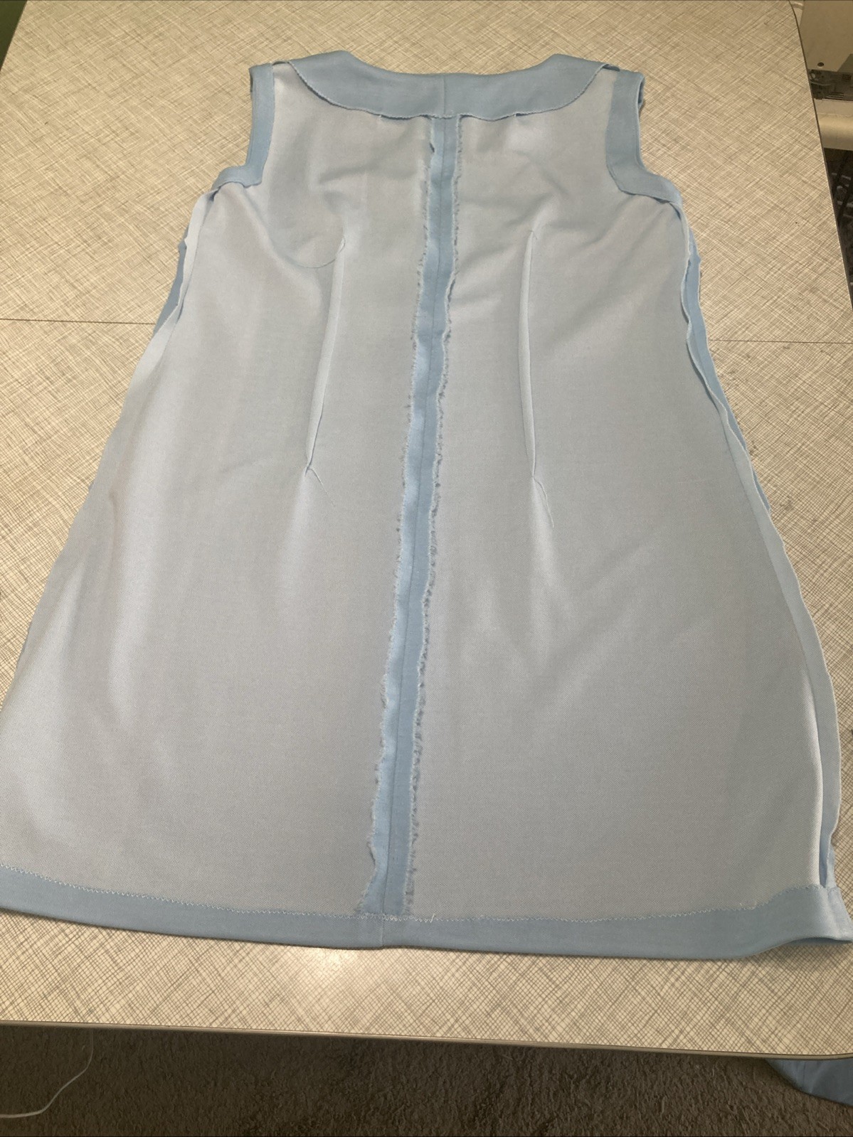 Vintage 60s Mod Shift Dress Blue Knit Polyester Plus Size XL Sleeveless Mini