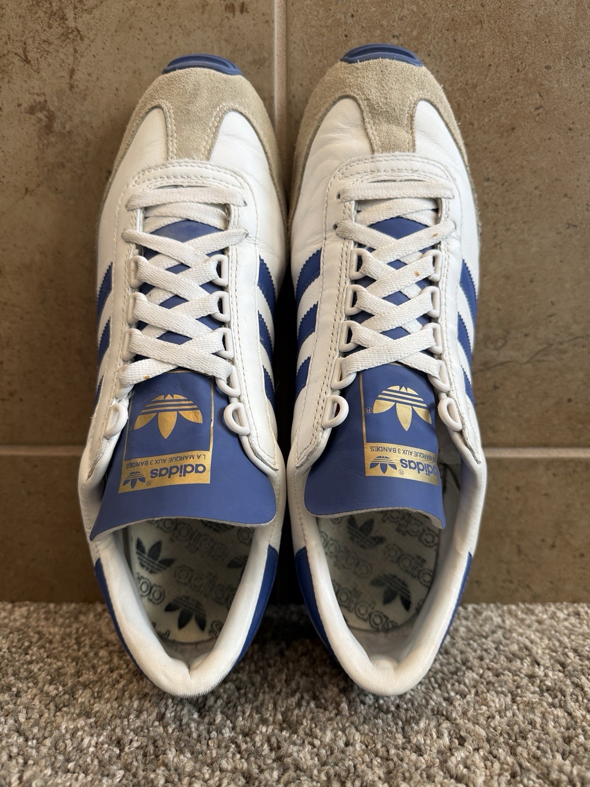 Vintage Retro Adidas ’03 Nite Jogger White/Blue Mens US 11 Art 678547 Very Nice!
