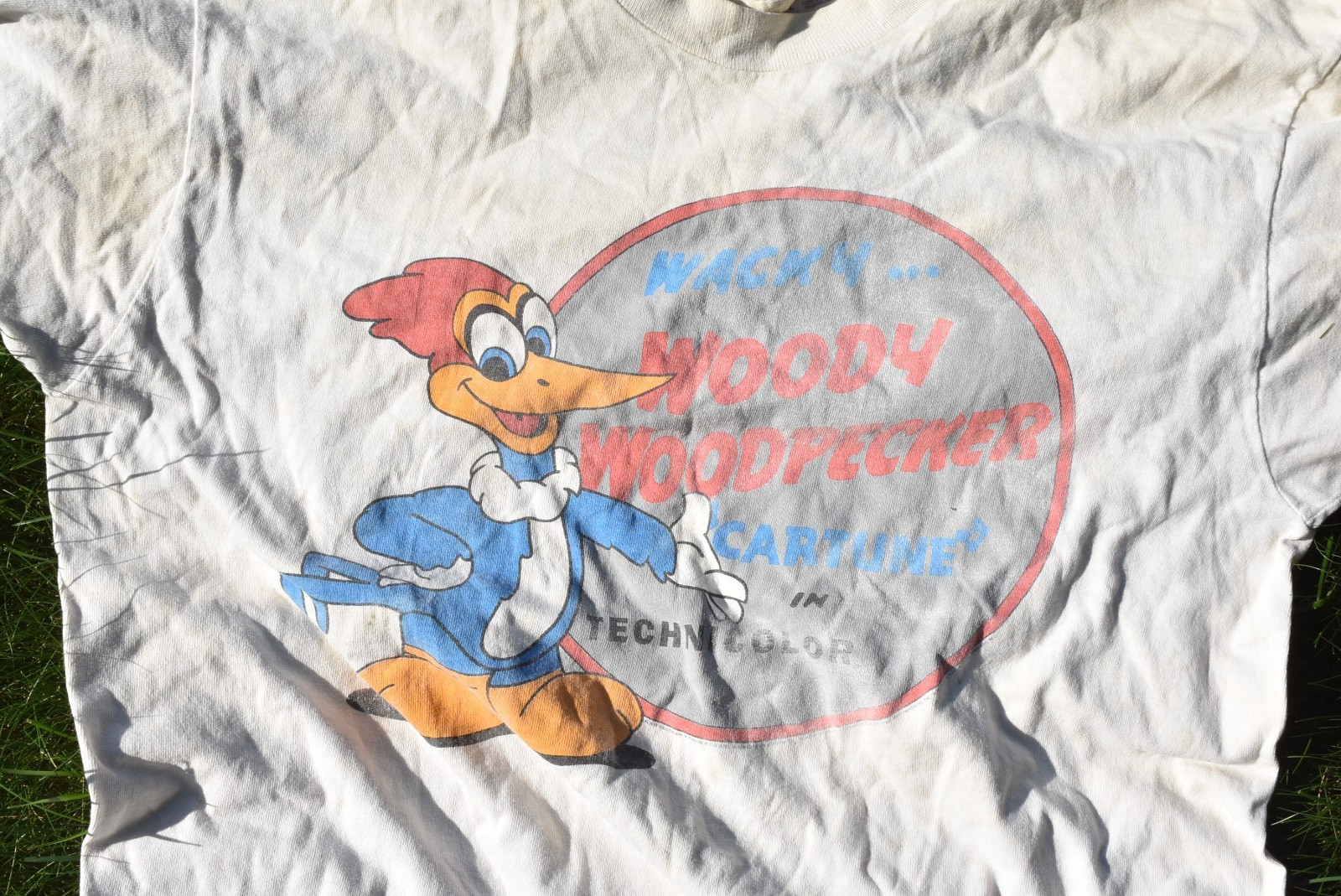 Woody Woodpecker Cartune Technicolor T-Shirt Fruit of the Loom Large Size VTG