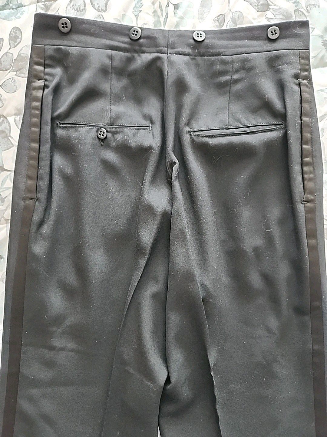 Vintage 70s Jack Silver Tuxedo Suit Black Satin Shawl Collar Union Made USA
