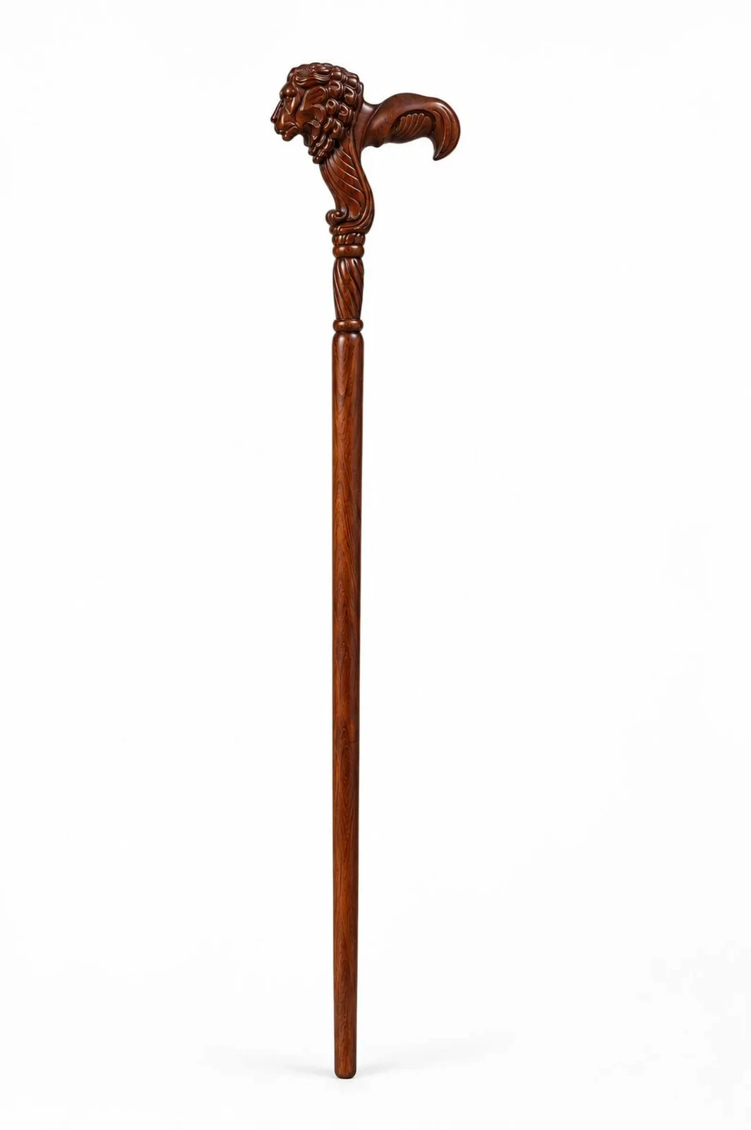 Hand Carved Lion Head Wooden Walking Cane Handmade Walking Stick 30-40 Inch