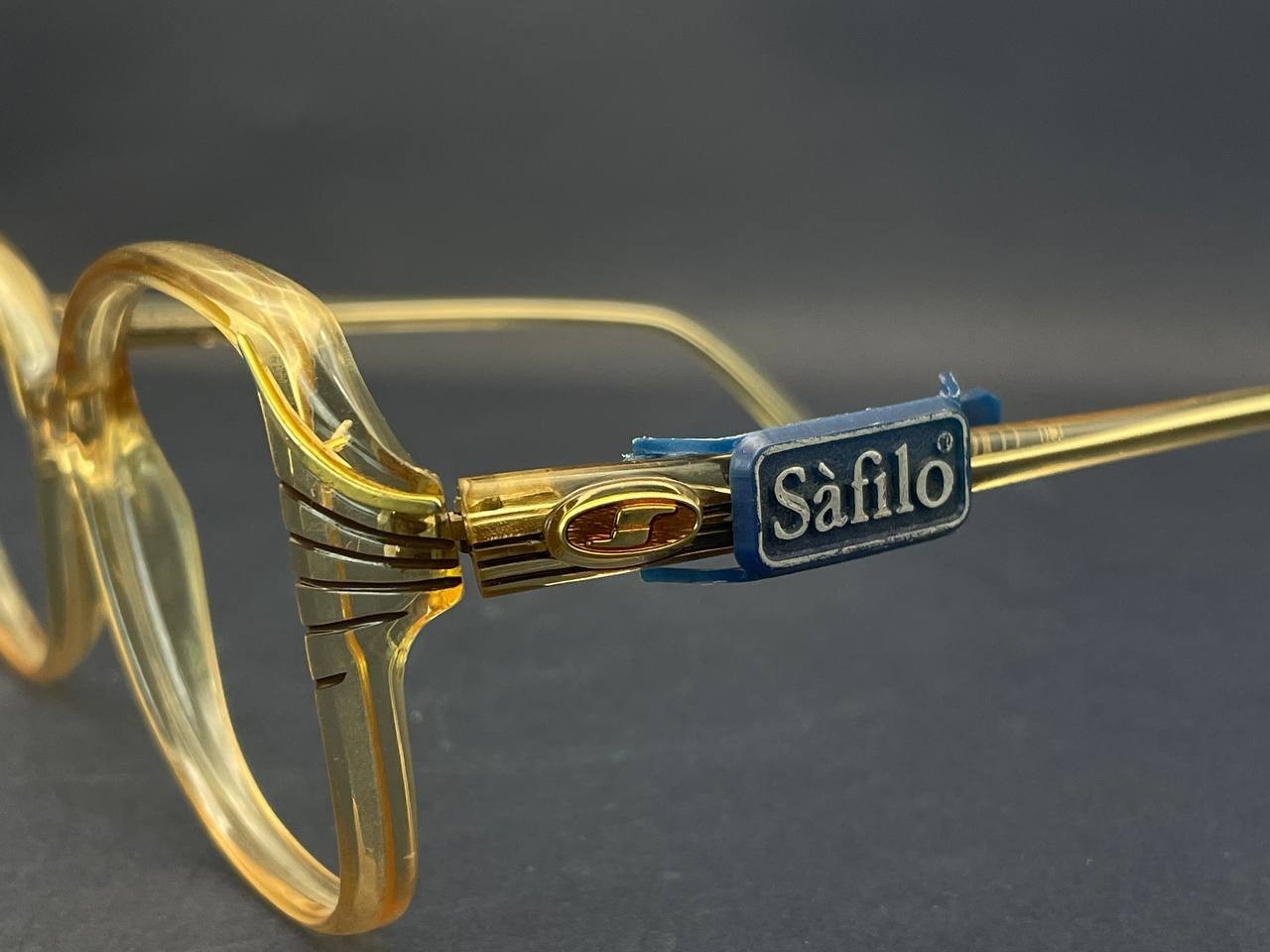 Vintage Safilo Contempora 813 376 Optyl Eyeglasses Italy Clear Honey Frame