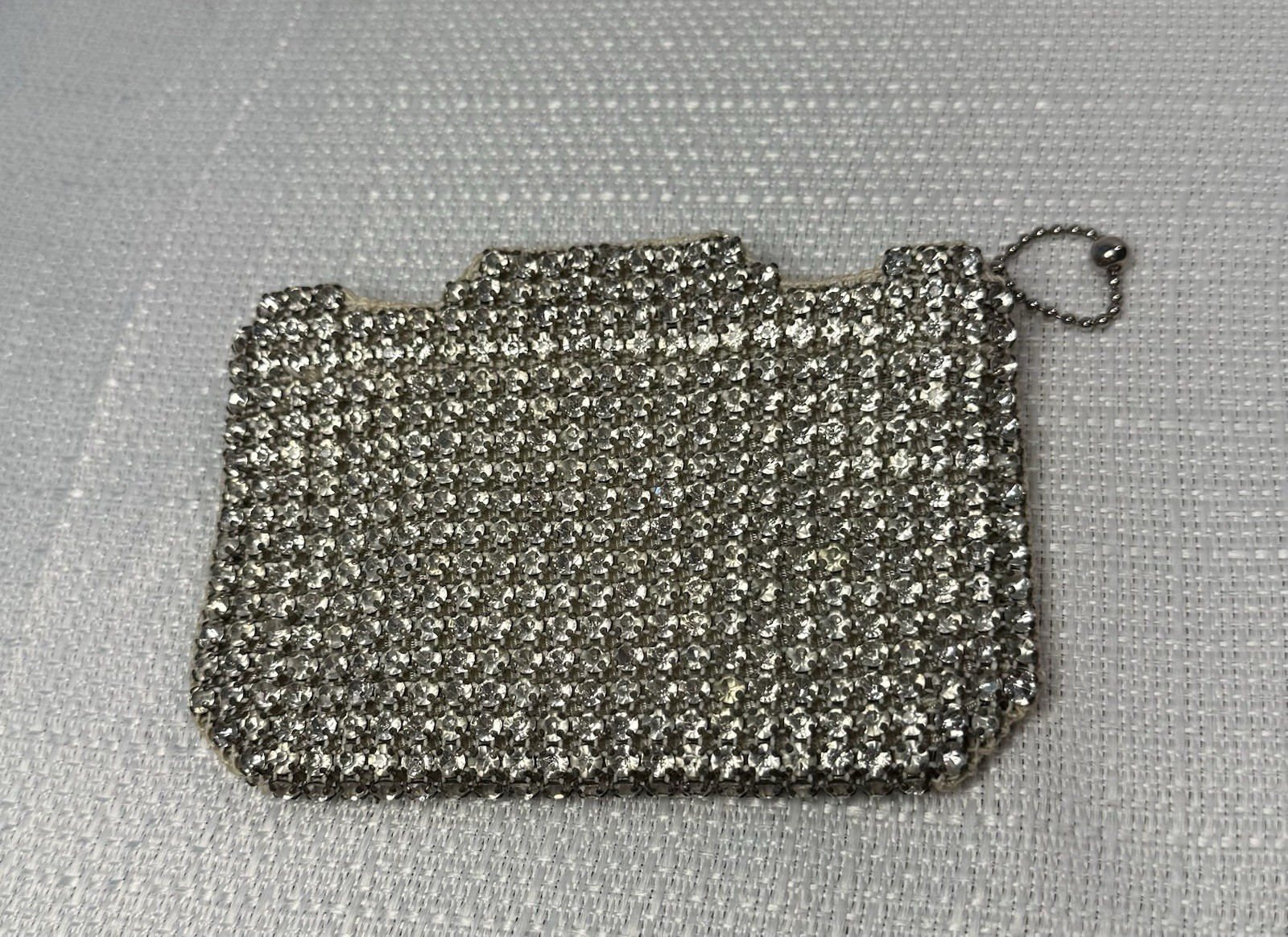 1930s Czechoslovakia Makeup Bag/Clutch. Covered In Rhinestones Front & Back.
