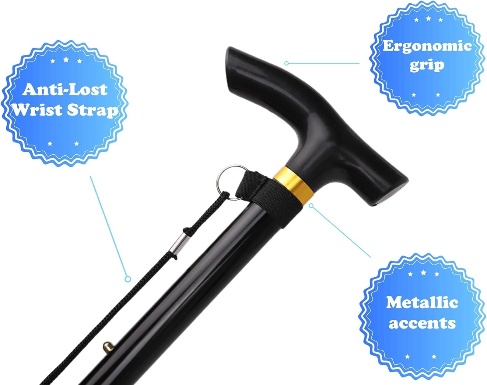 Lightweight Aluminum Folding Walking Cane Adjustable Travel Collapsible Hiking