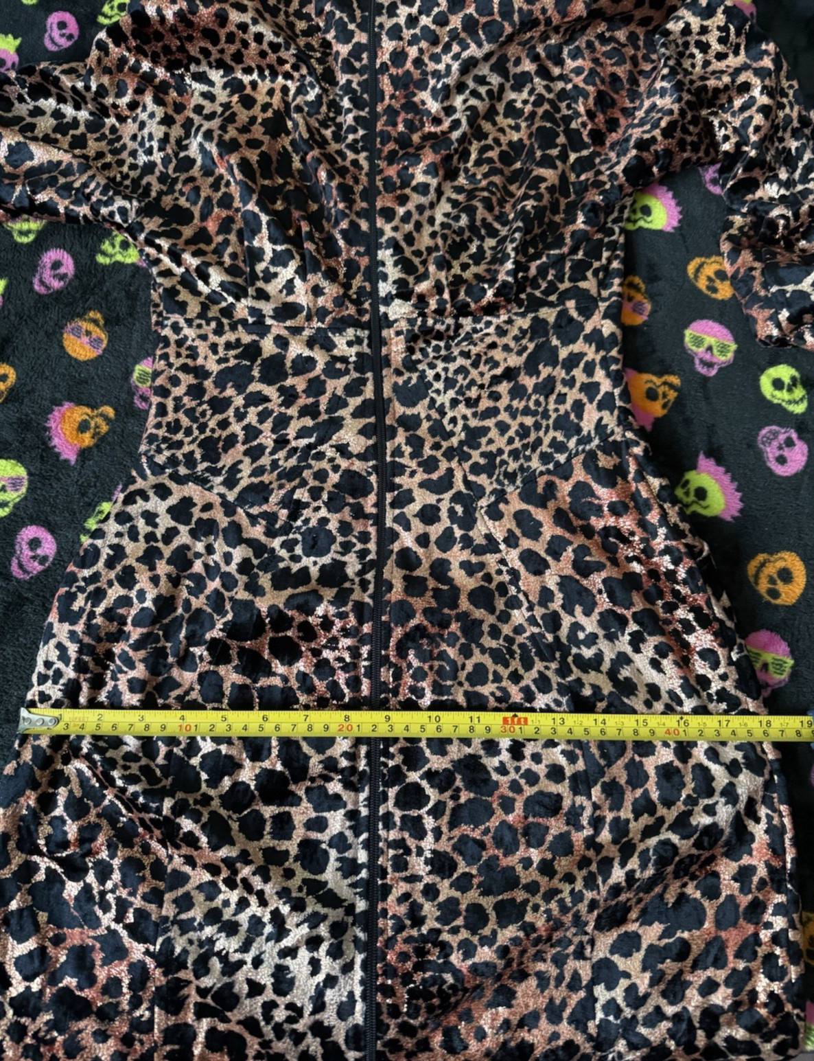 Vintage Janine Paris London New York Zip Up Metallic Leopard Dress Size M