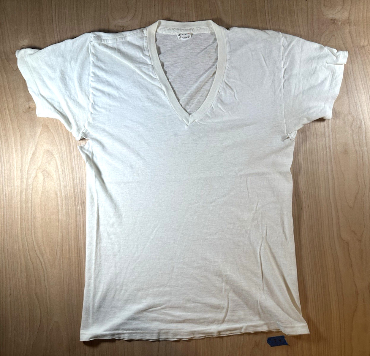 vintage 60’s JOCKEY UNDERSHIRT v neck SHREDDED worn PATINA torn MEDIUM j3