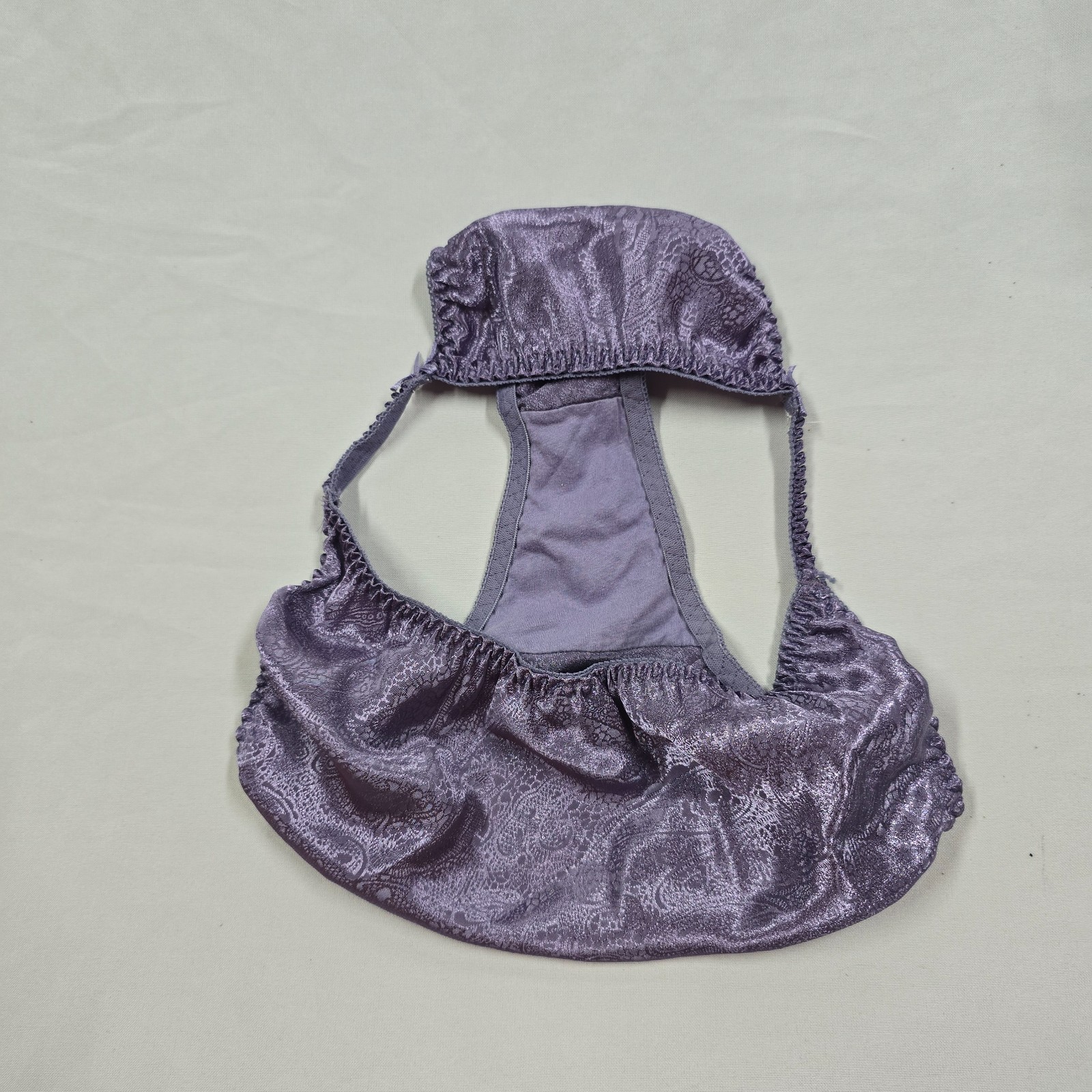 Vintage Gilligan O’Malley Satin String Bikini Panty Paisley Purple Floral XL 8