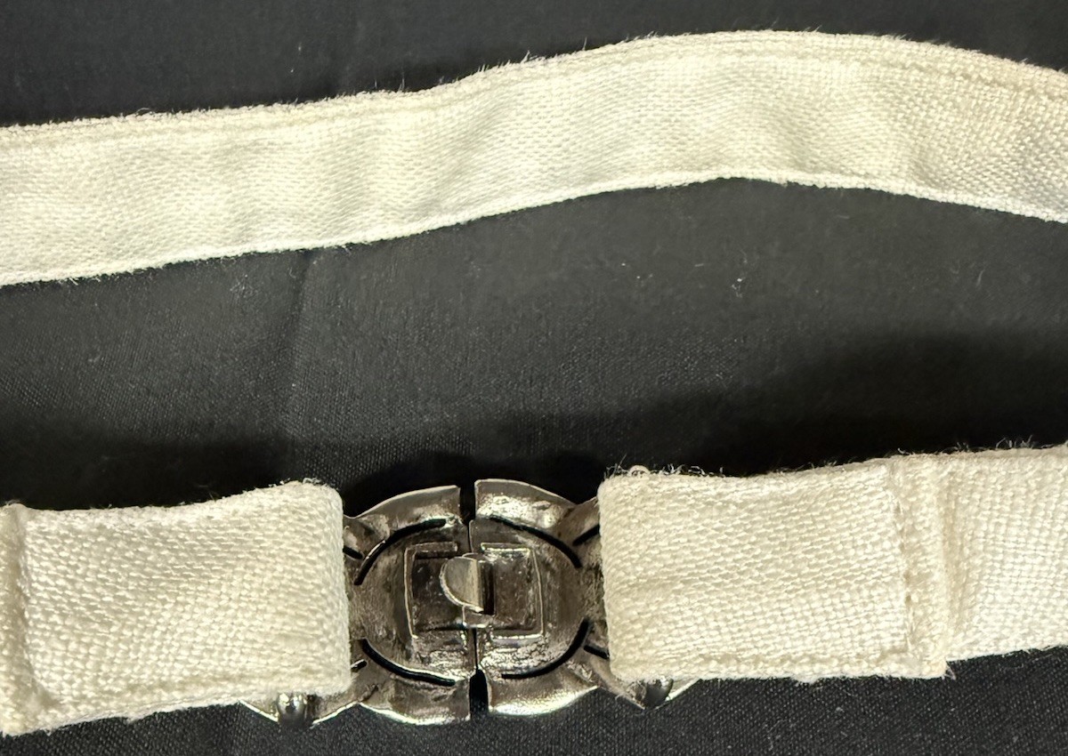 Vintage Art Deco Interlocking Belt Buckle Rhinestone Dress Clasp Cloth Sash 30s