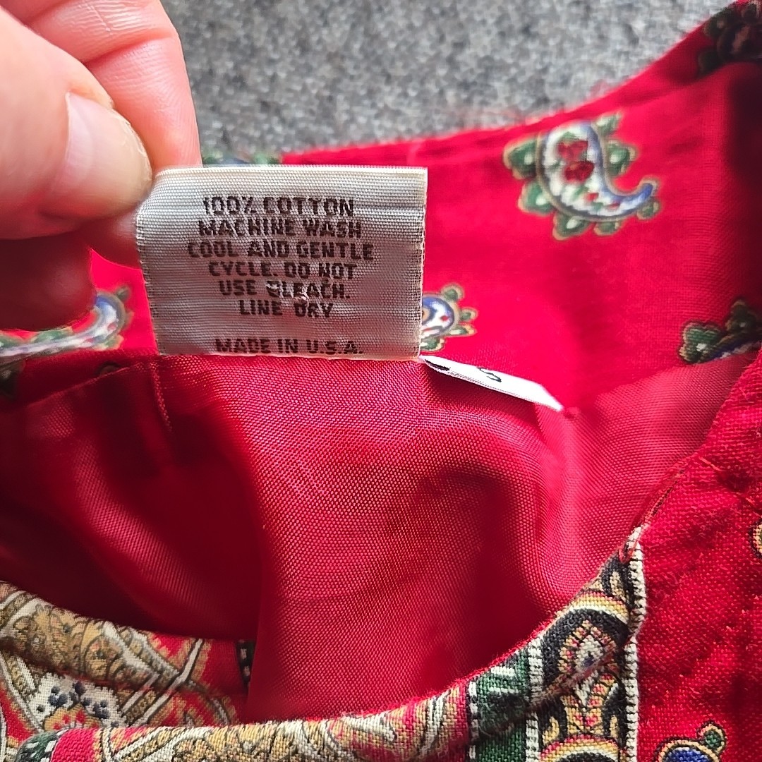 Vtg 1991 Vera Bradley Suit Jacket USA 100% Cotton Shoulder Pads Cherry Red SM