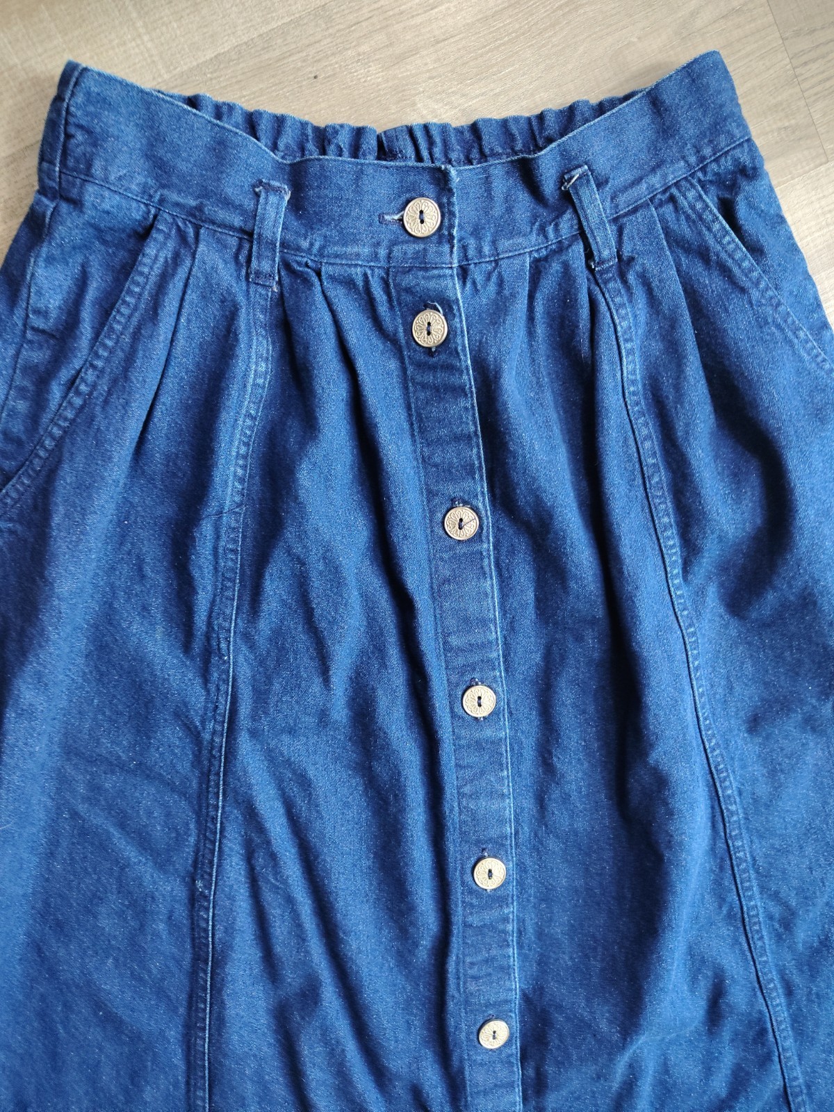 Vtg 80s 90s Cherokee Denim Midi Maxi Skirt Button Front Prairie Cottagecore 14