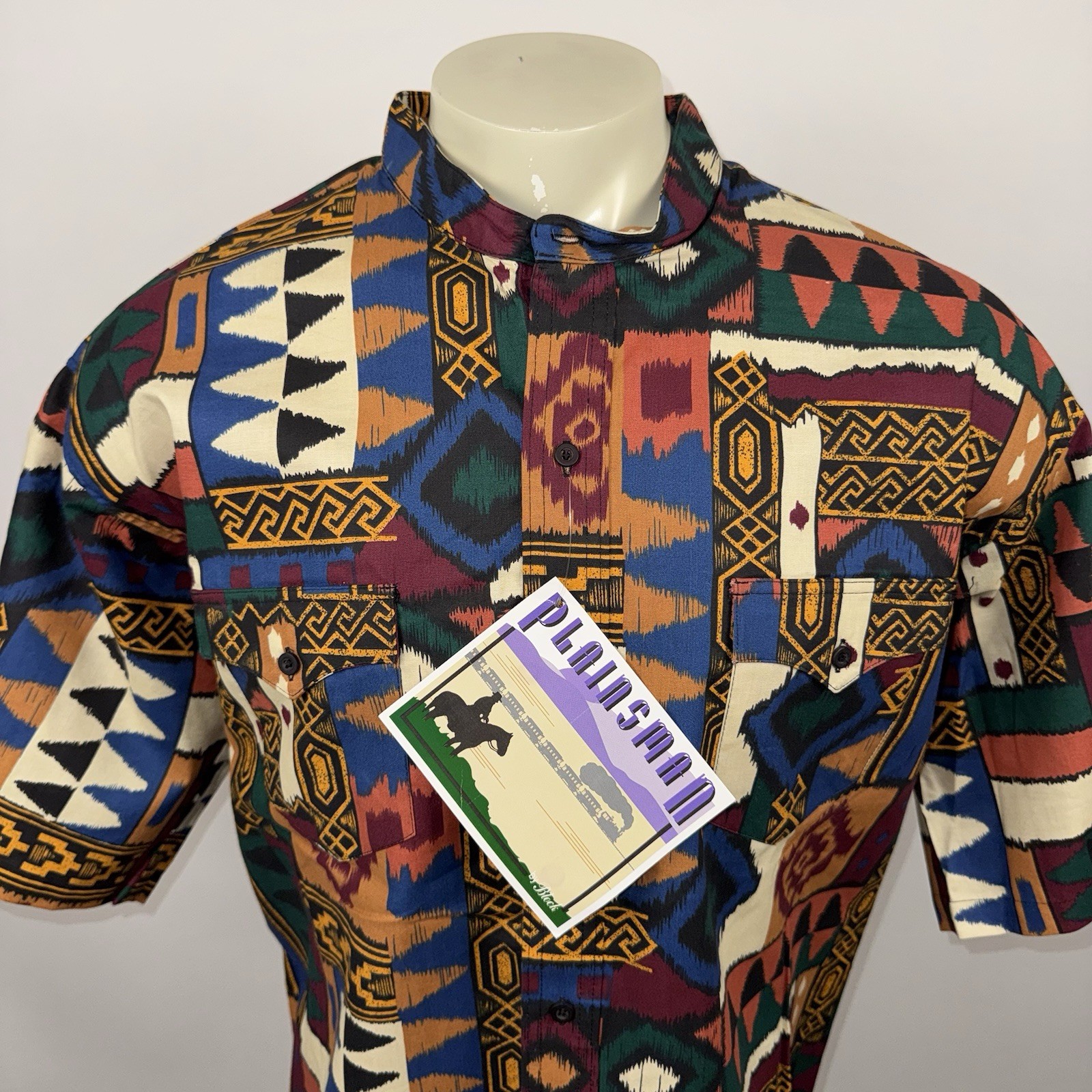 Vtg Plainsman Shirt Western Southwest Aztec AOP Cowboy Festival NOS Mens 2XL XXL
