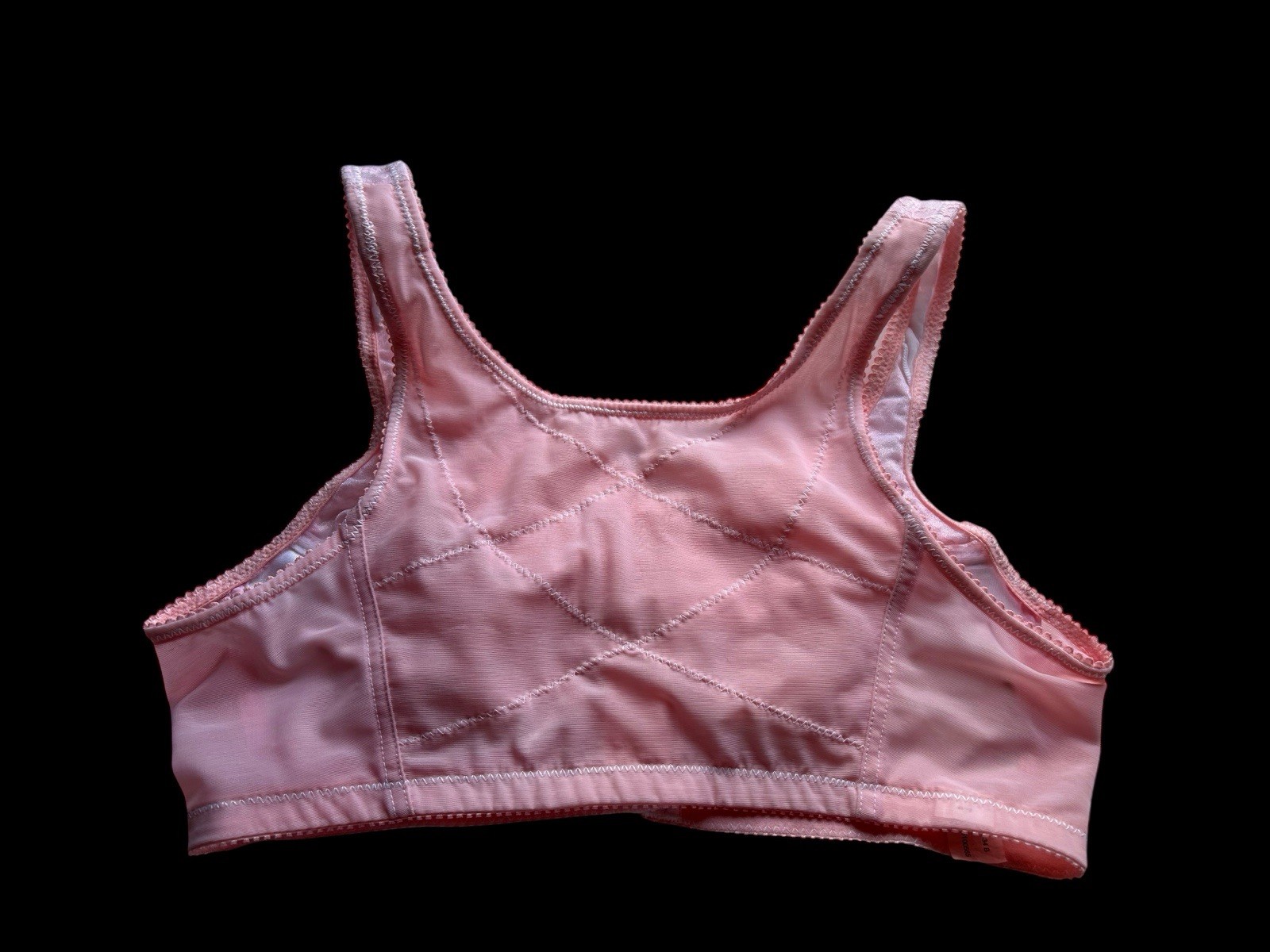 Vintage Pinup Bombshell Bra Pink Lace Lingerie 34B Pointy Cup Coquette Bralette