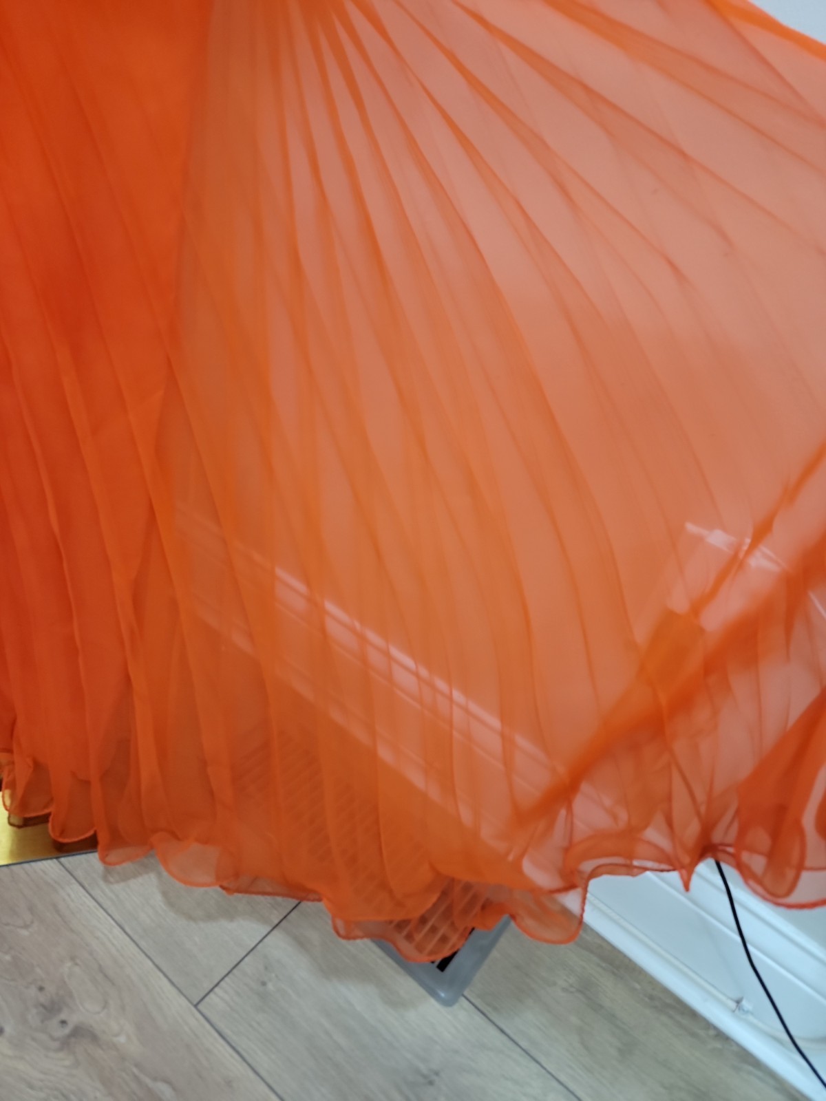 Vintage Jack Bryan Orange Palazzo Jumpsuit Pleated Chiffon Lace Formal Evening