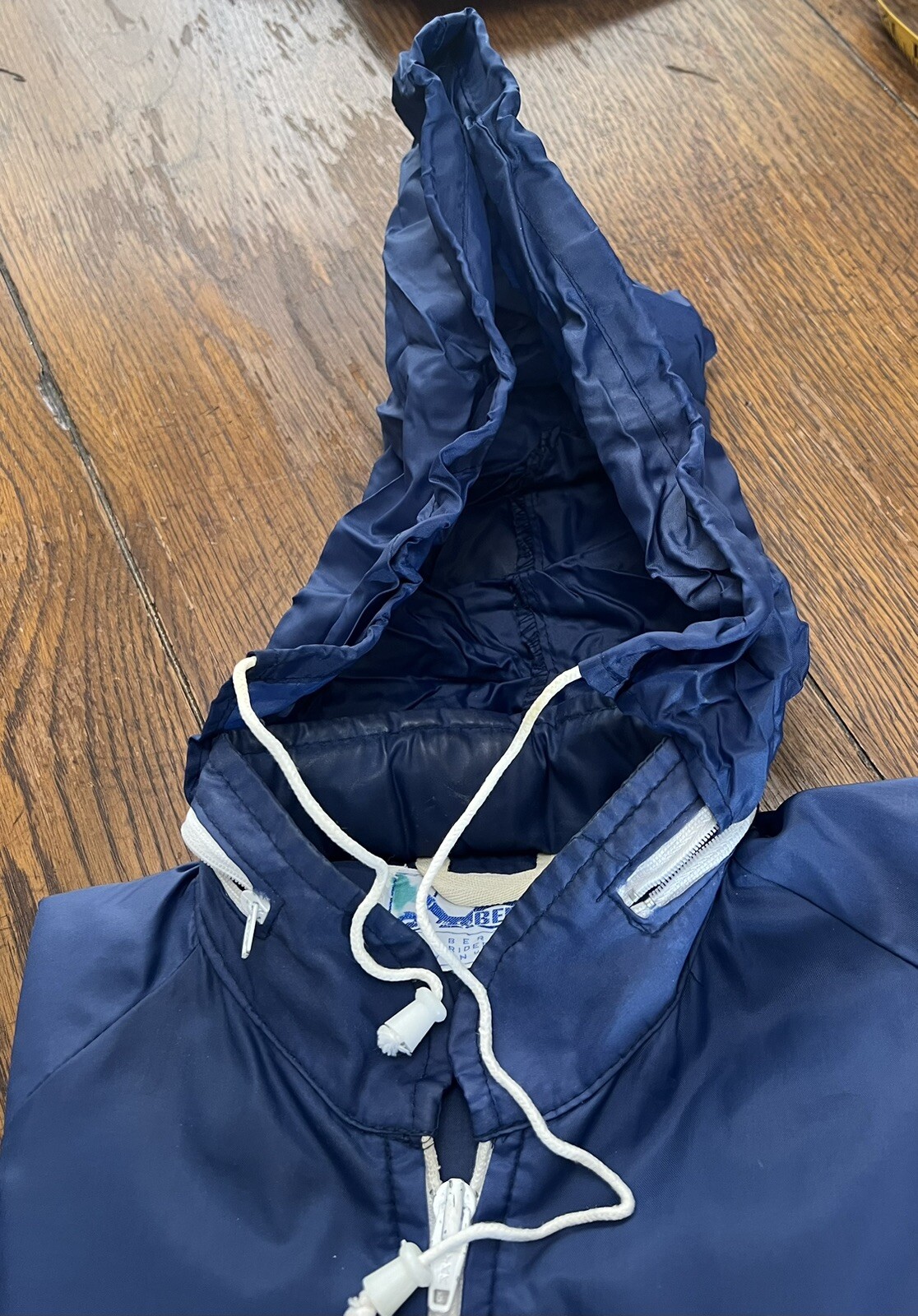 Vintage Bermuda Rider Jacket Nylon Waterproof Full Zip Hooded Blue Med OR Tan Sm